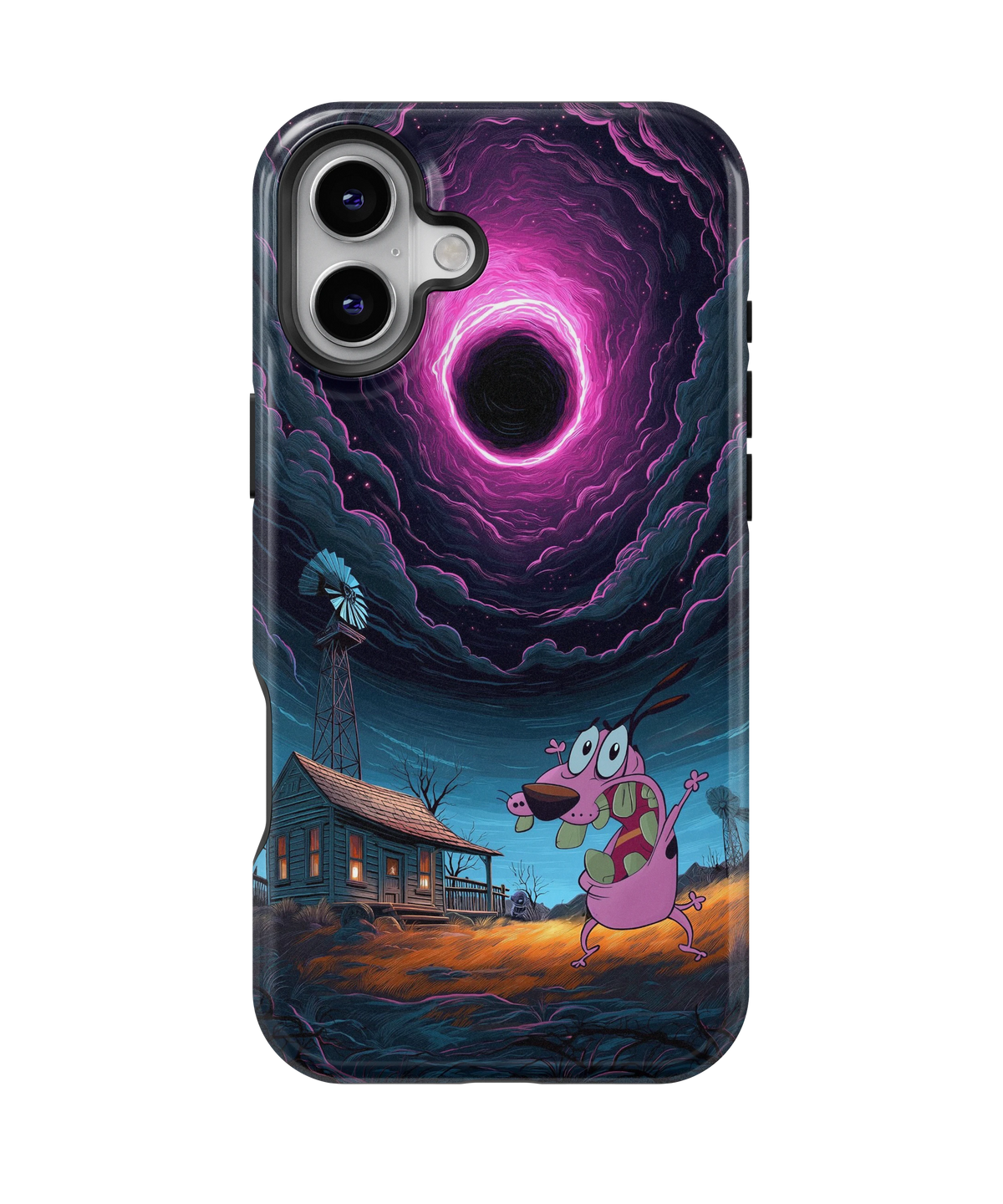 Coque iPhone Courage – Design Vortex Rose | Courage le chien froussard