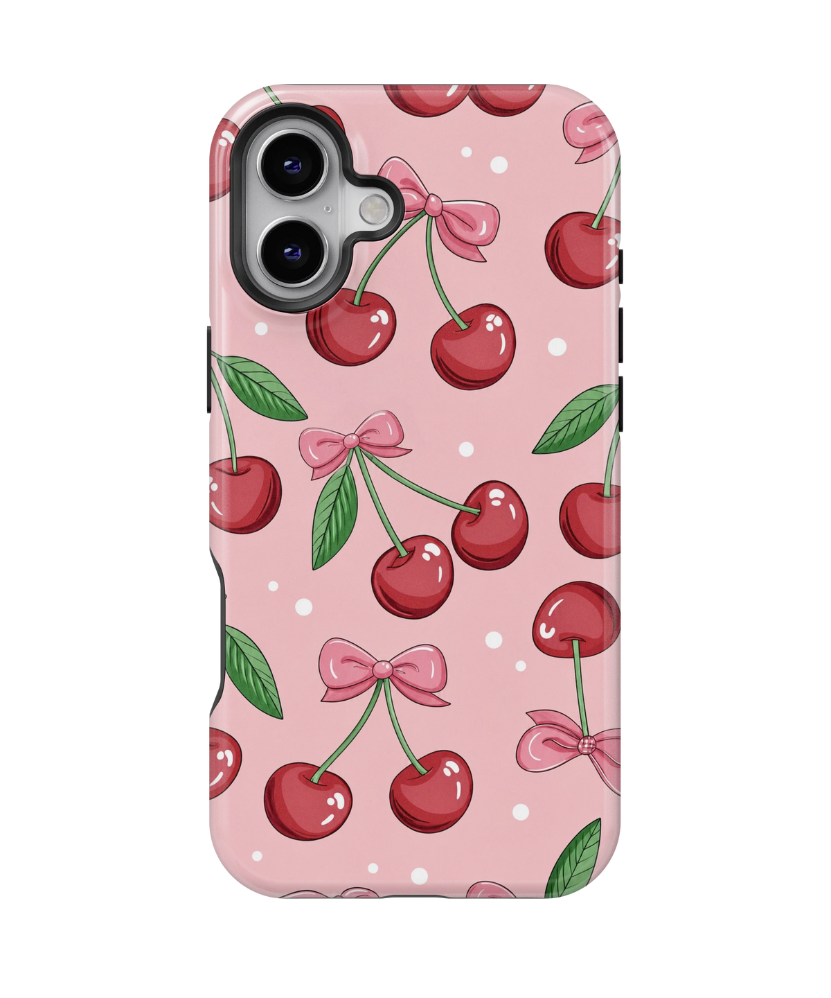 Coque iPhone – Design Cerises & Nœuds