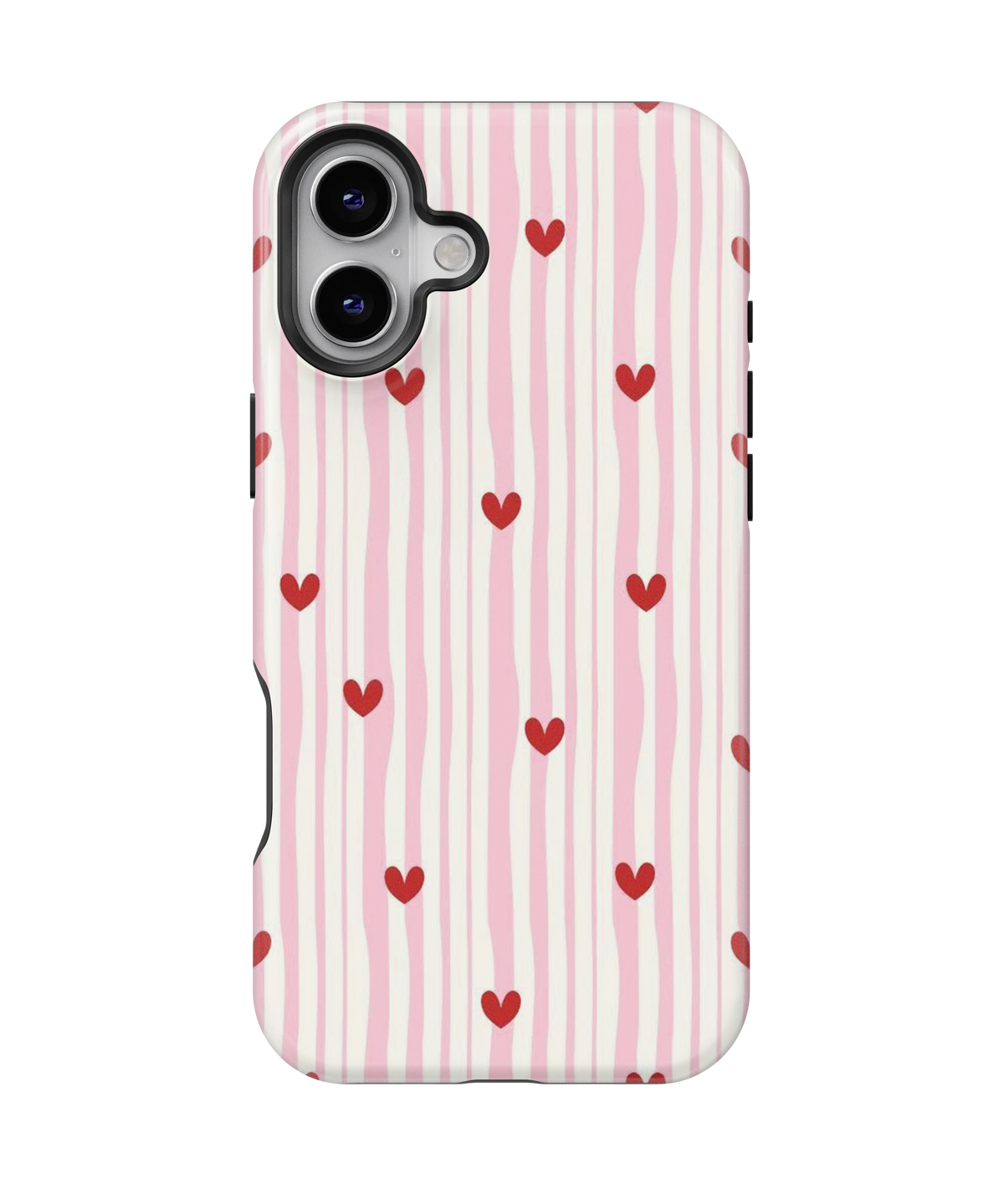 Coque iPhone – Design Rayures Cœurs Pastel