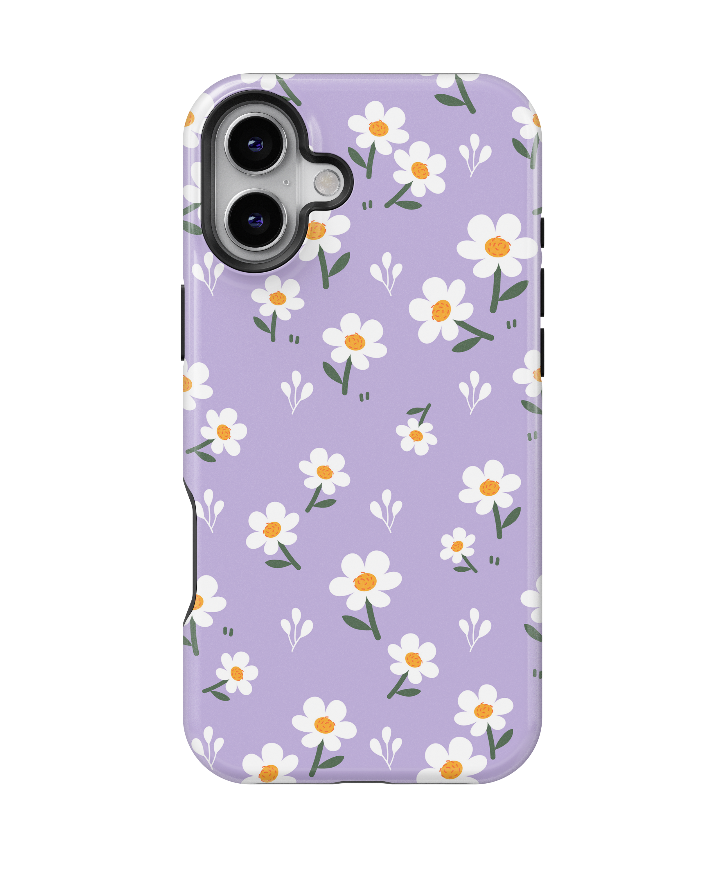 Coque iPhone – Design Marguerites sur Fond Violet