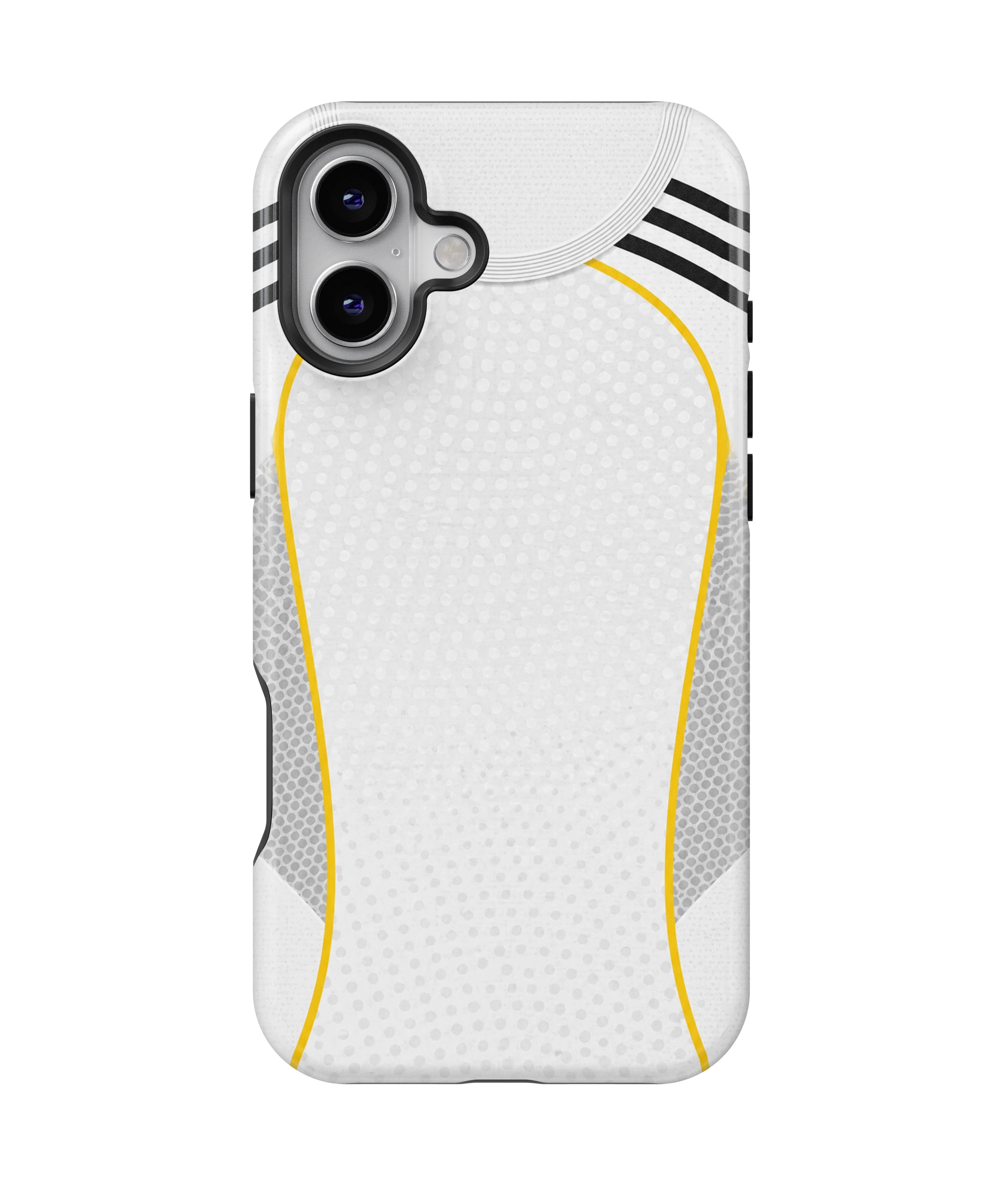 Coque iPhone – Style Maillot Real Madrid (Blanc & Or)