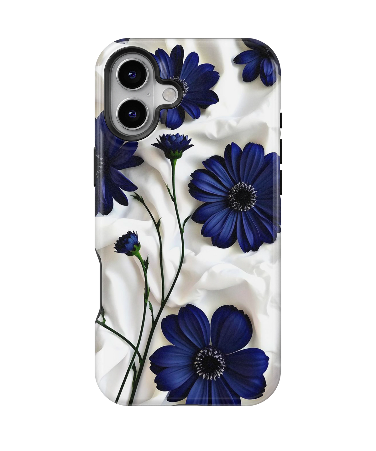 Coque iPhone – Design Fleurs Bleu Nuit