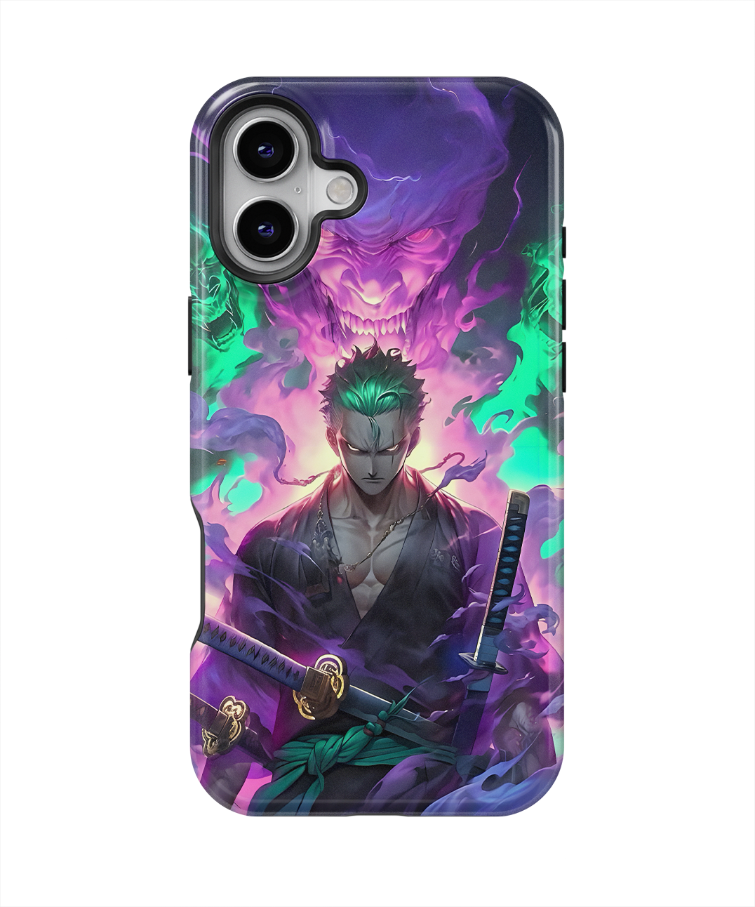 Coque iPhone Roronoa Zoro – Aura Démon Style Neon