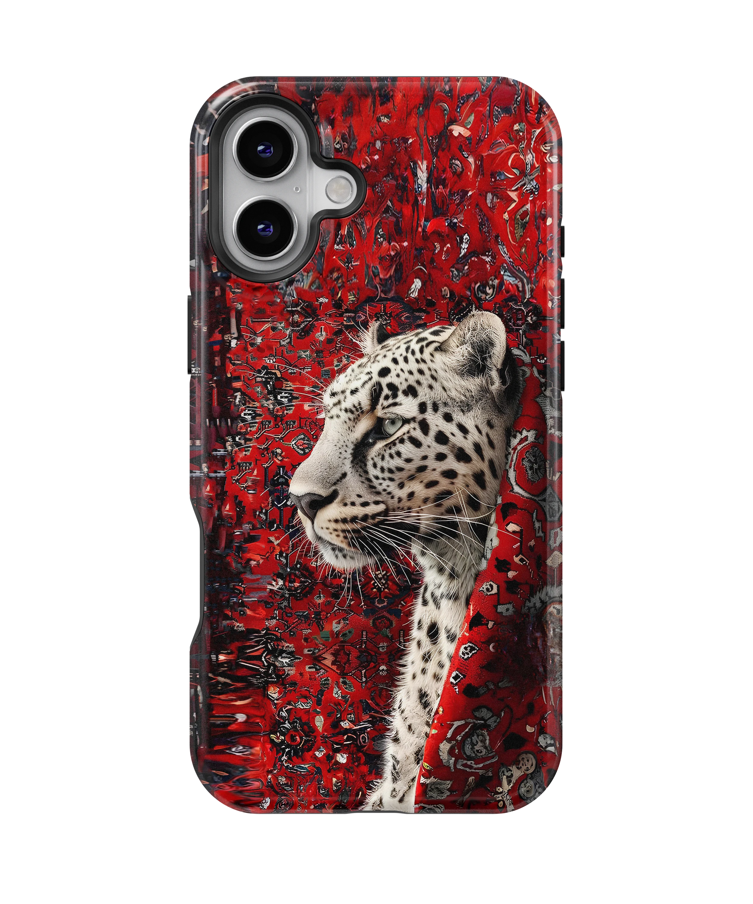 Coque iPhone Léopard Blanc & Rouge Sauvage