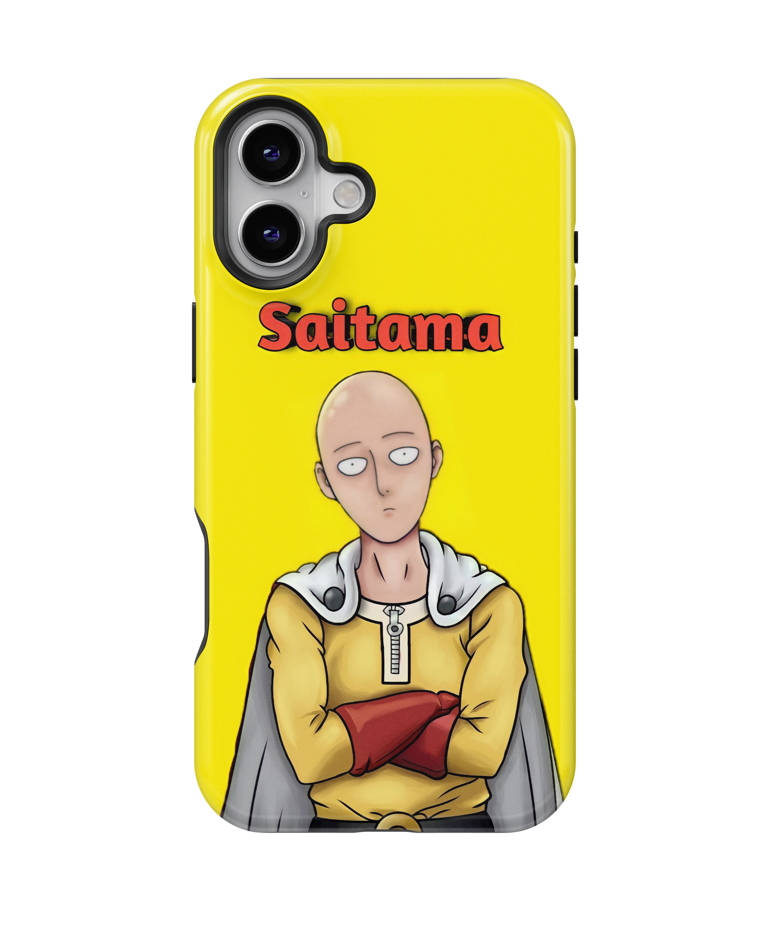 Coque iPhone Saitama – Anime One Punch Man Style Jaune