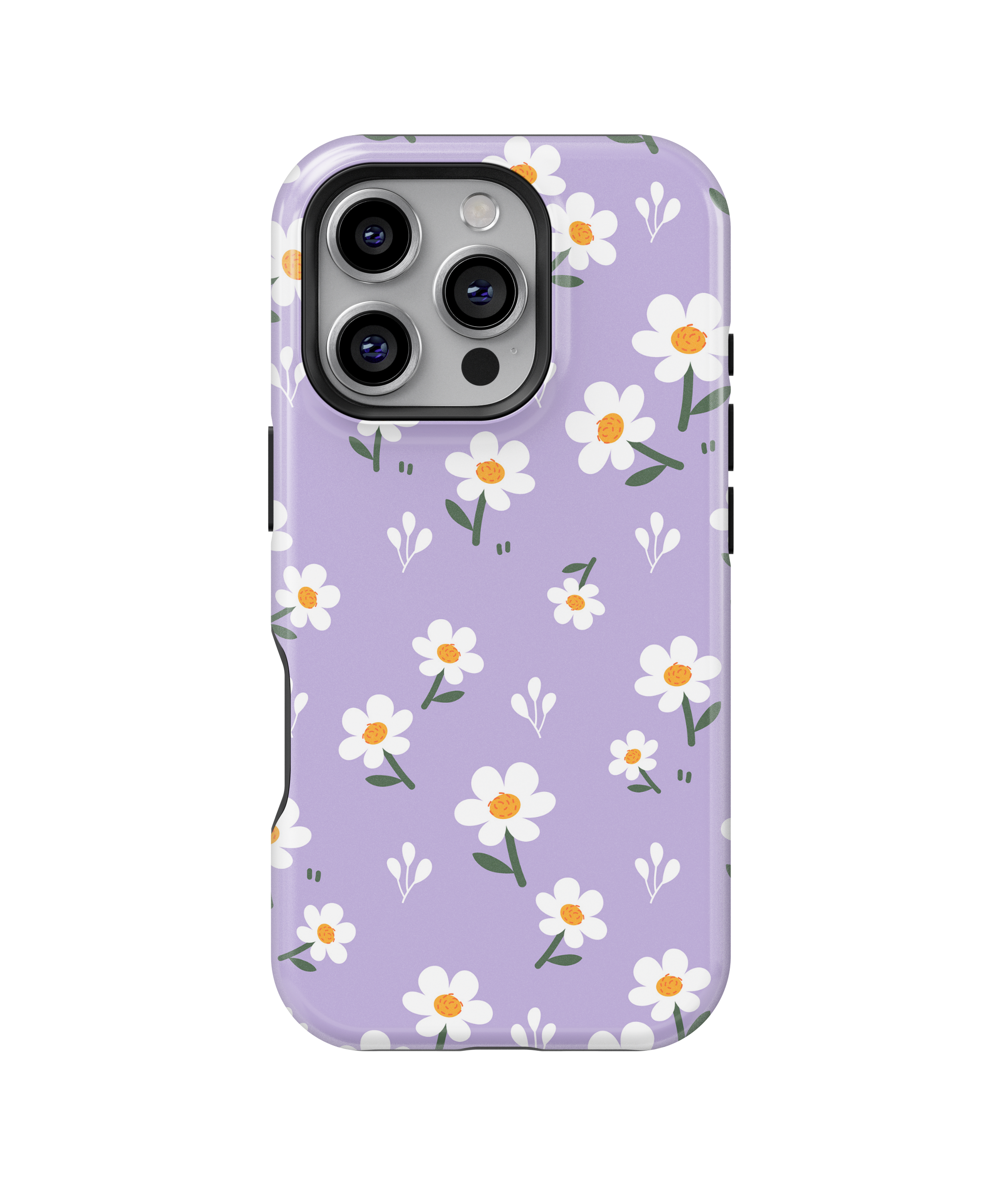 Coque iPhone – Design Marguerites sur Fond Violet