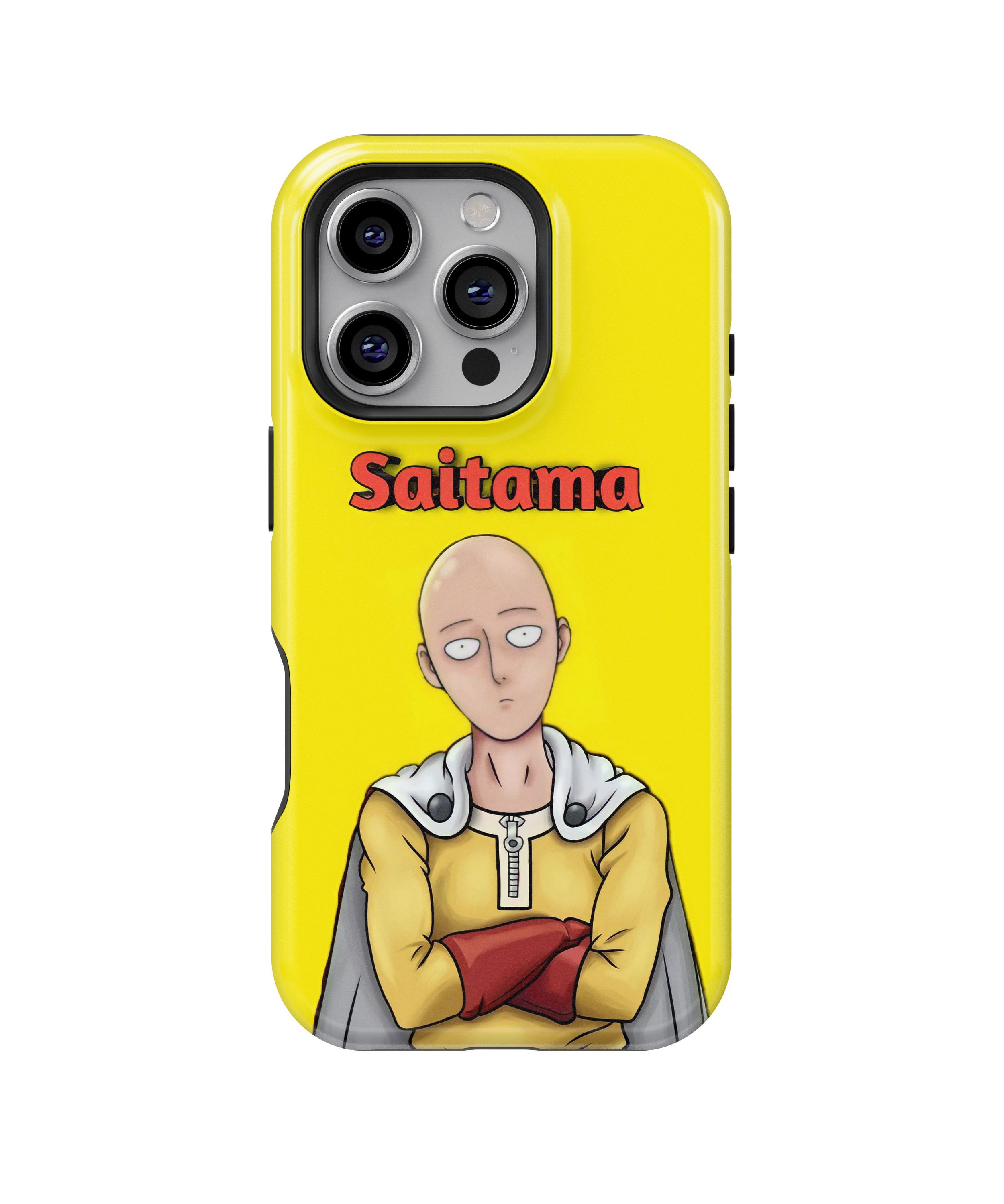 Coque iPhone Saitama – Anime One Punch Man Style Jaune