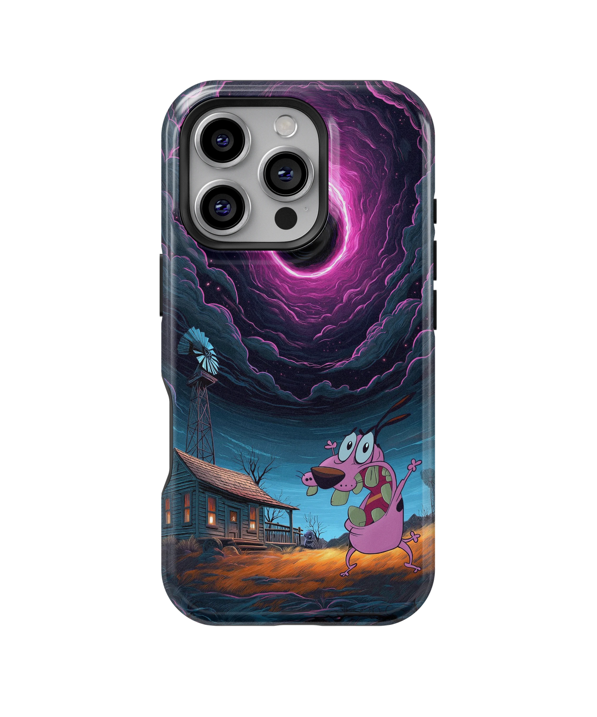 Coque iPhone Courage – Design Vortex Rose | Courage le chien froussard