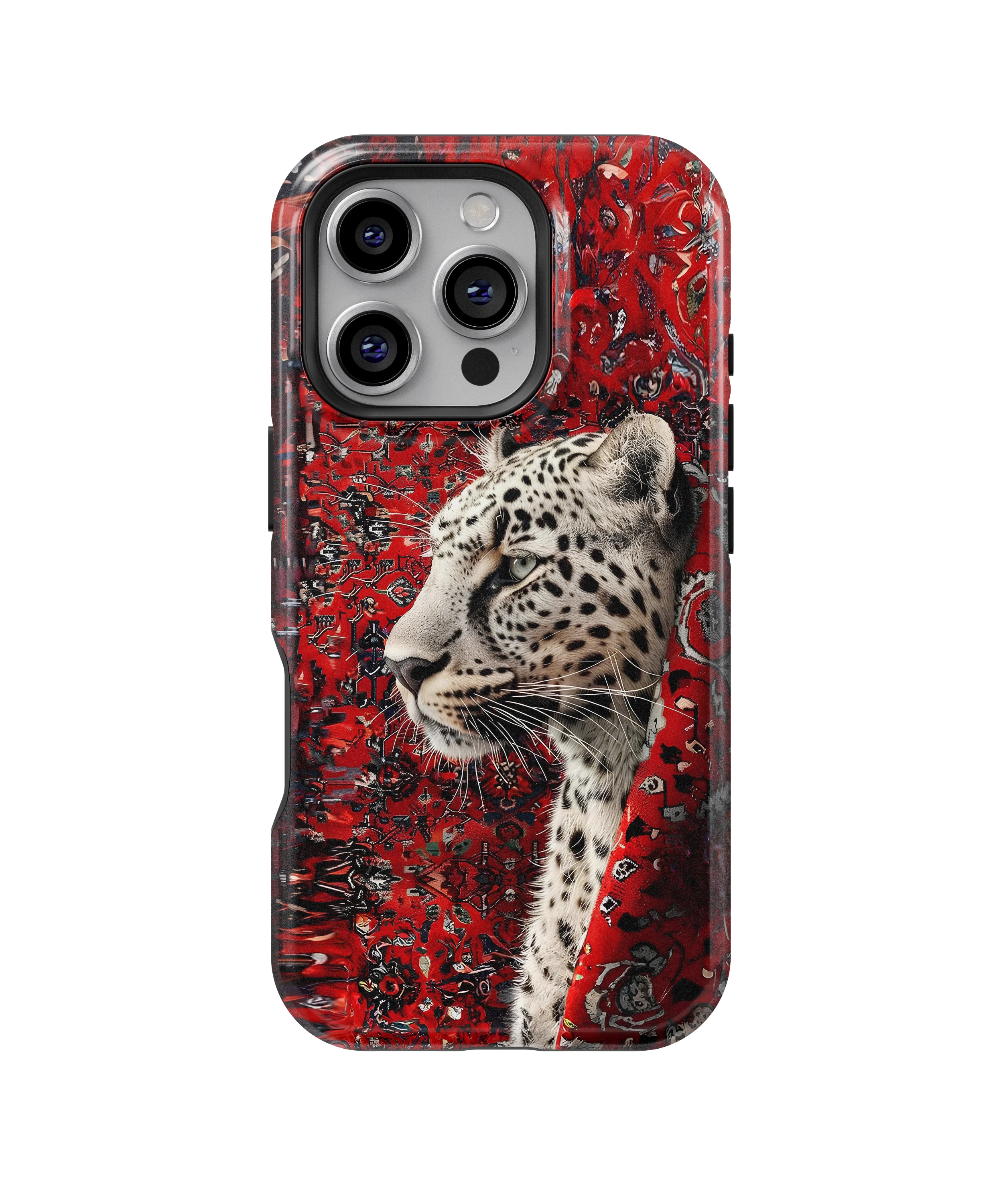 Coque iPhone Léopard Blanc & Rouge Sauvage