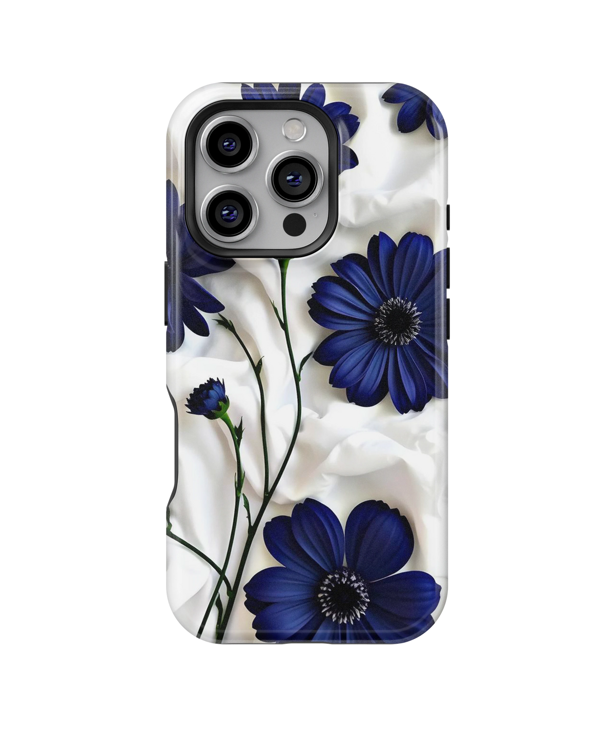 Coque iPhone – Design Fleurs Bleu Nuit