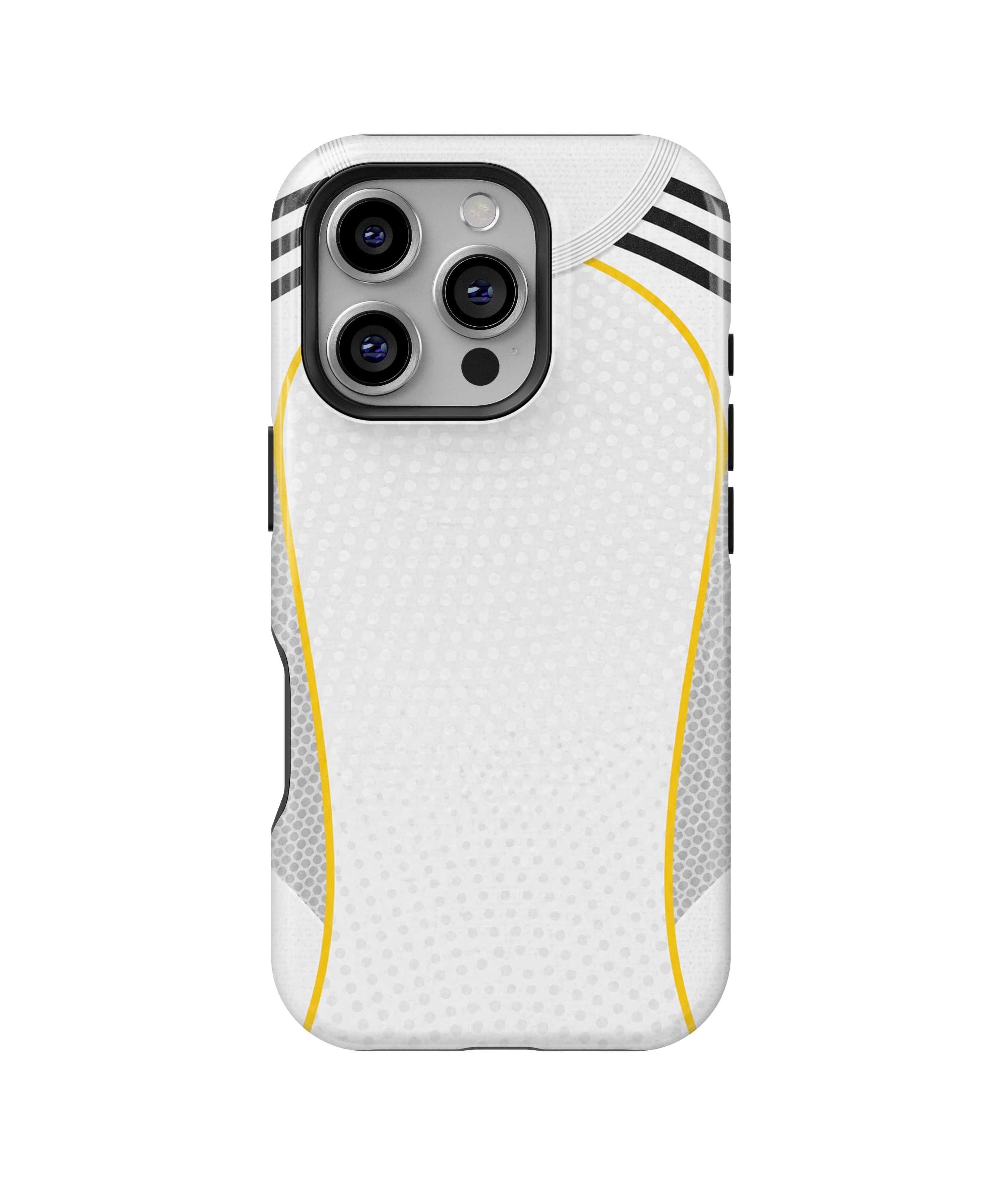Coque iPhone – Style Maillot Real Madrid (Blanc & Or)