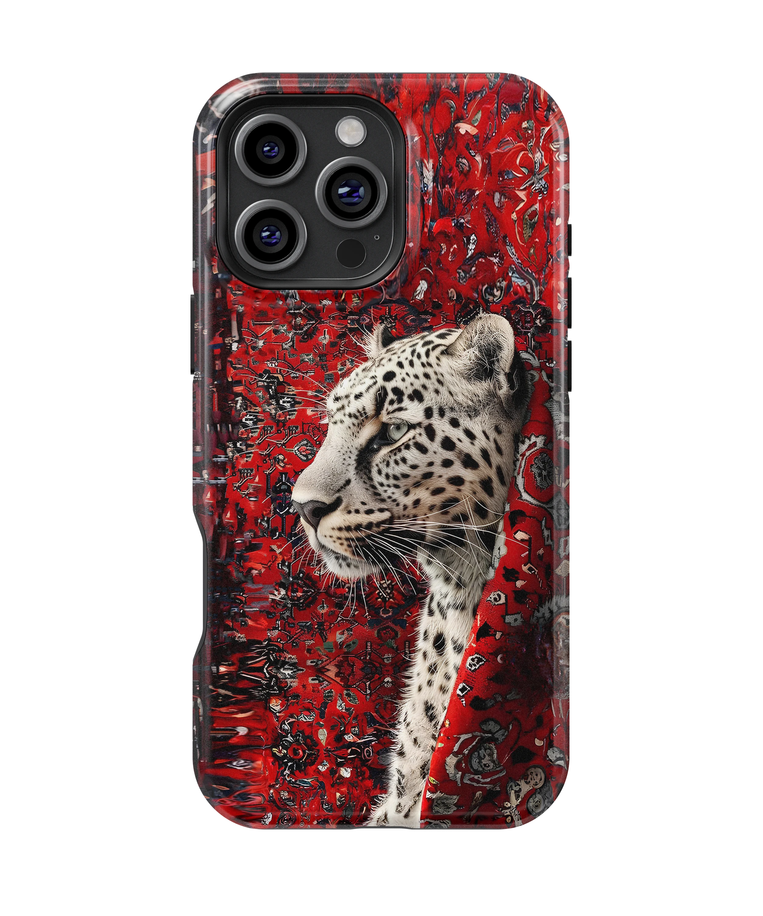 Coque iPhone Léopard Blanc & Rouge Sauvage