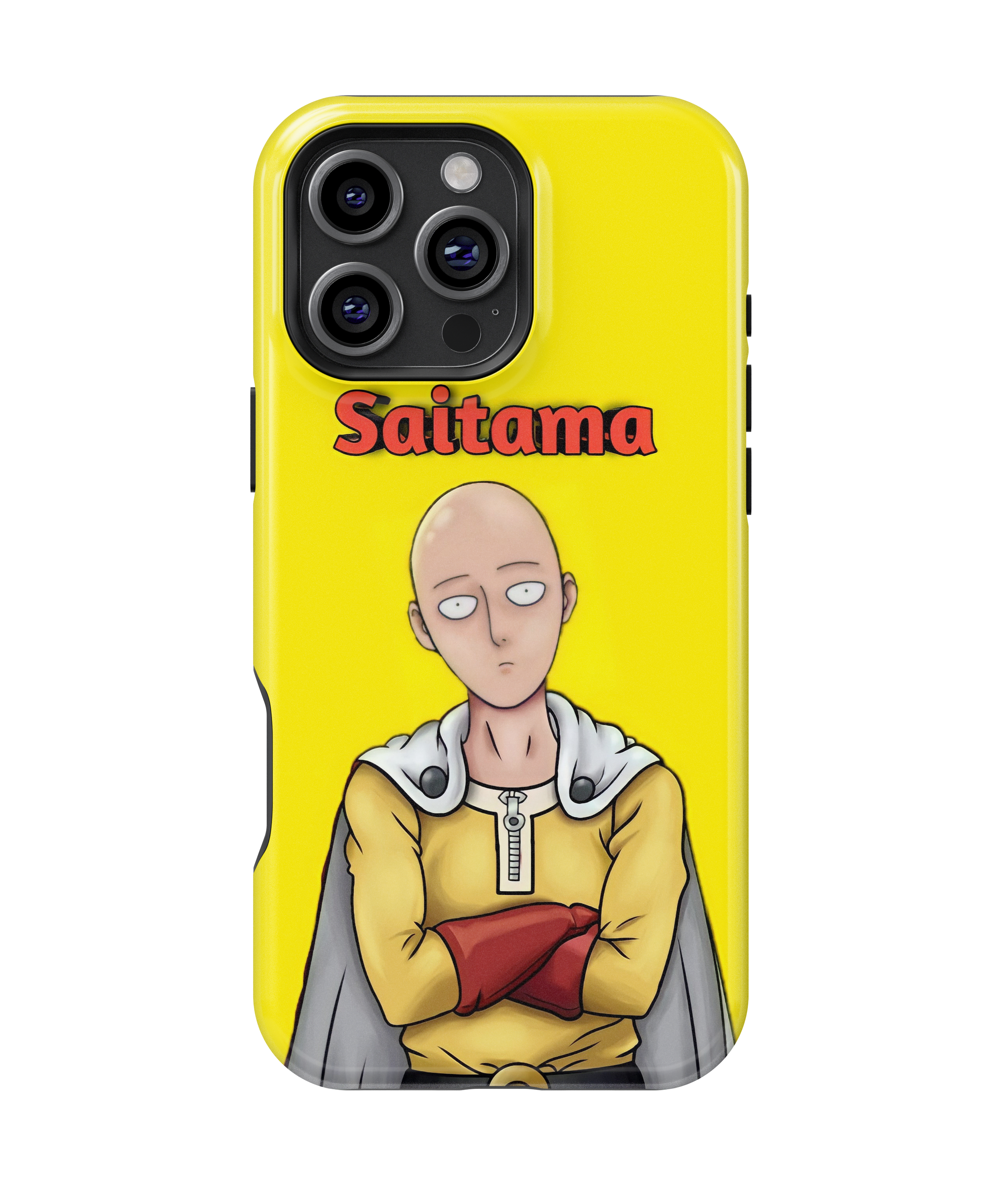 Coque iPhone Saitama – Anime One Punch Man Style Jaune