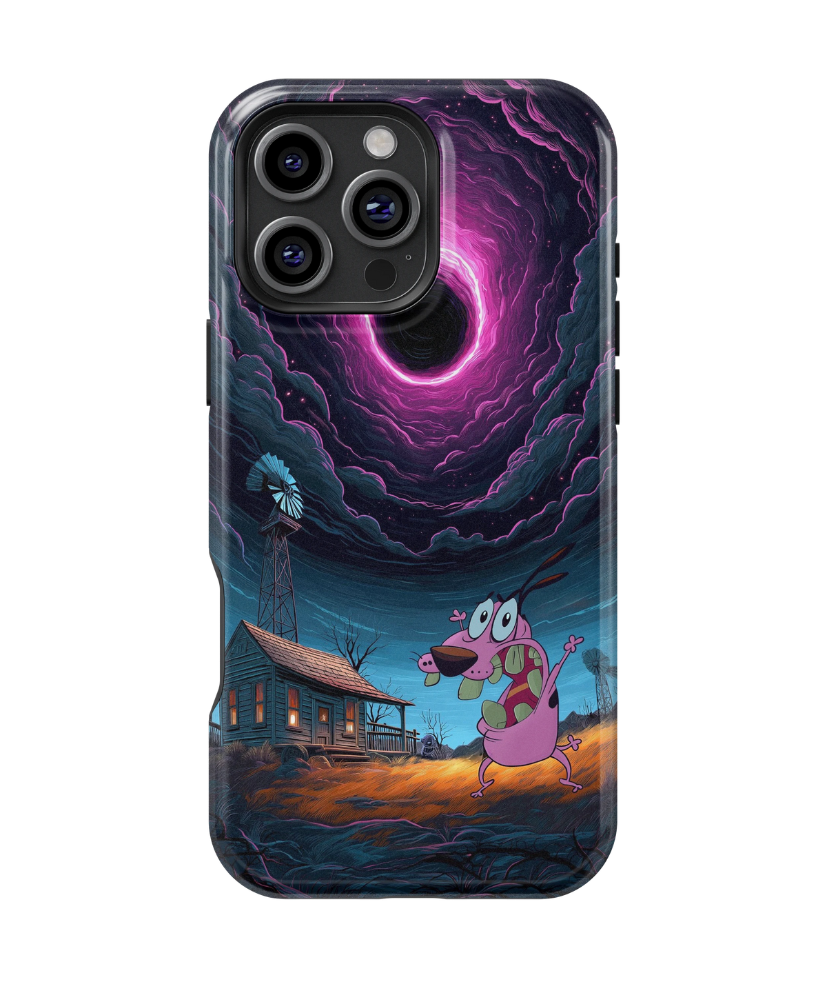 Coque iPhone Courage – Design Vortex Rose | Courage le chien froussard