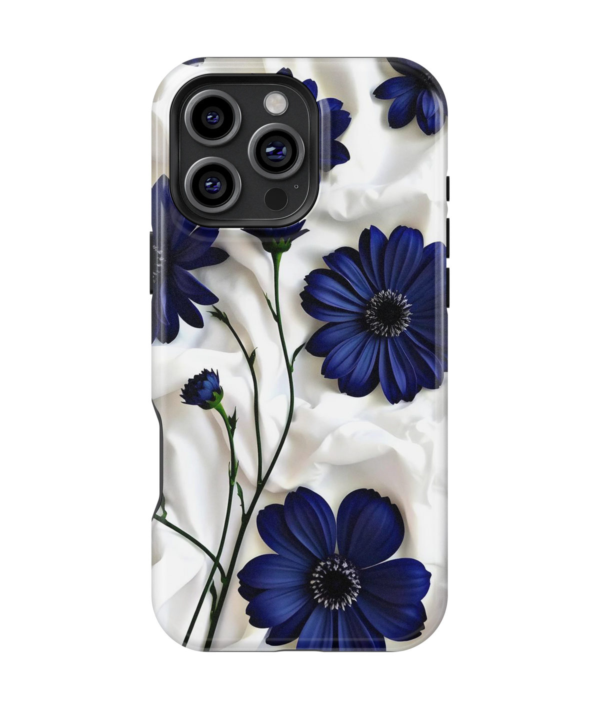 Coque iPhone – Design Fleurs Bleu Nuit