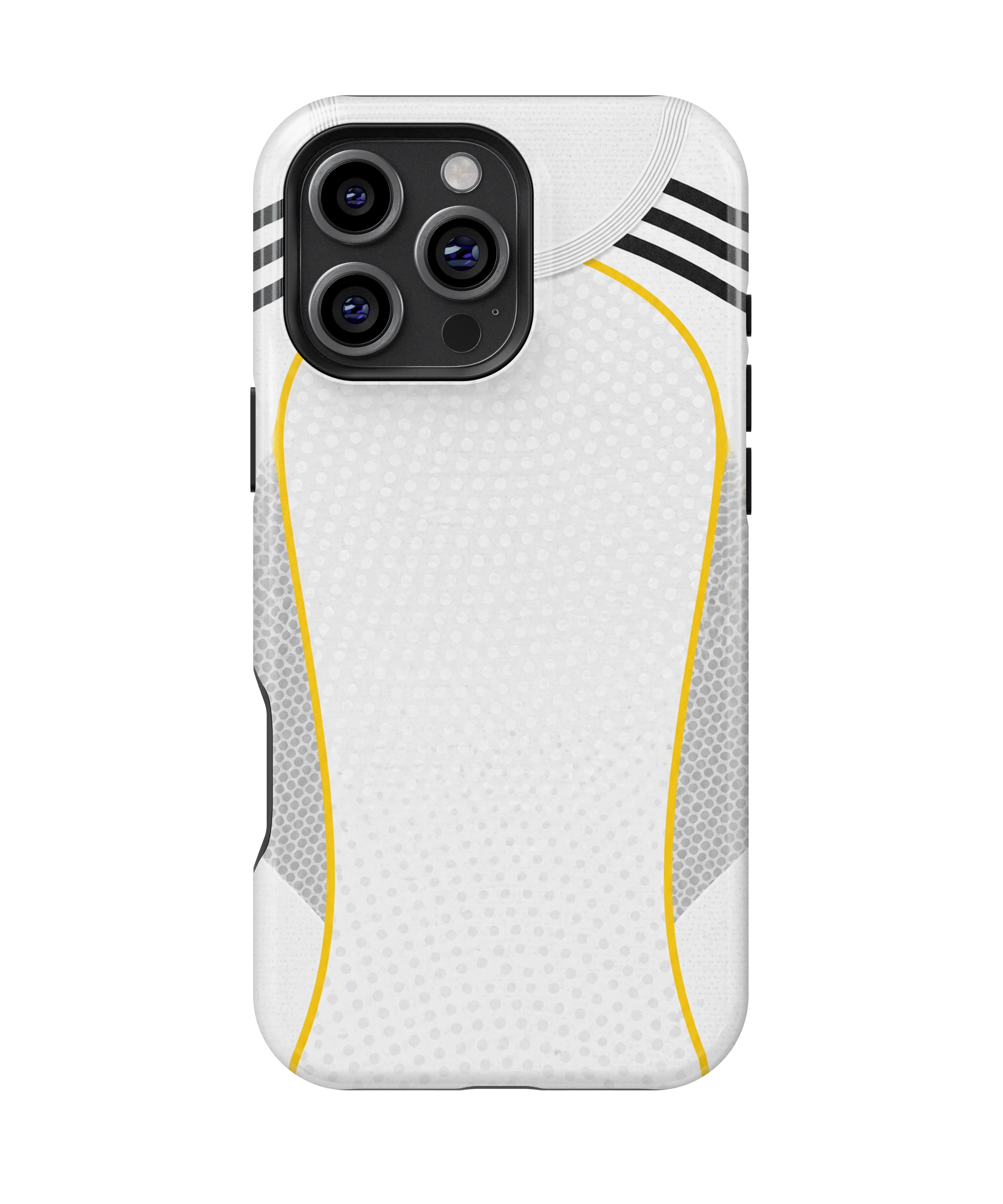 Coque iPhone – Style Maillot Real Madrid (Blanc & Or)