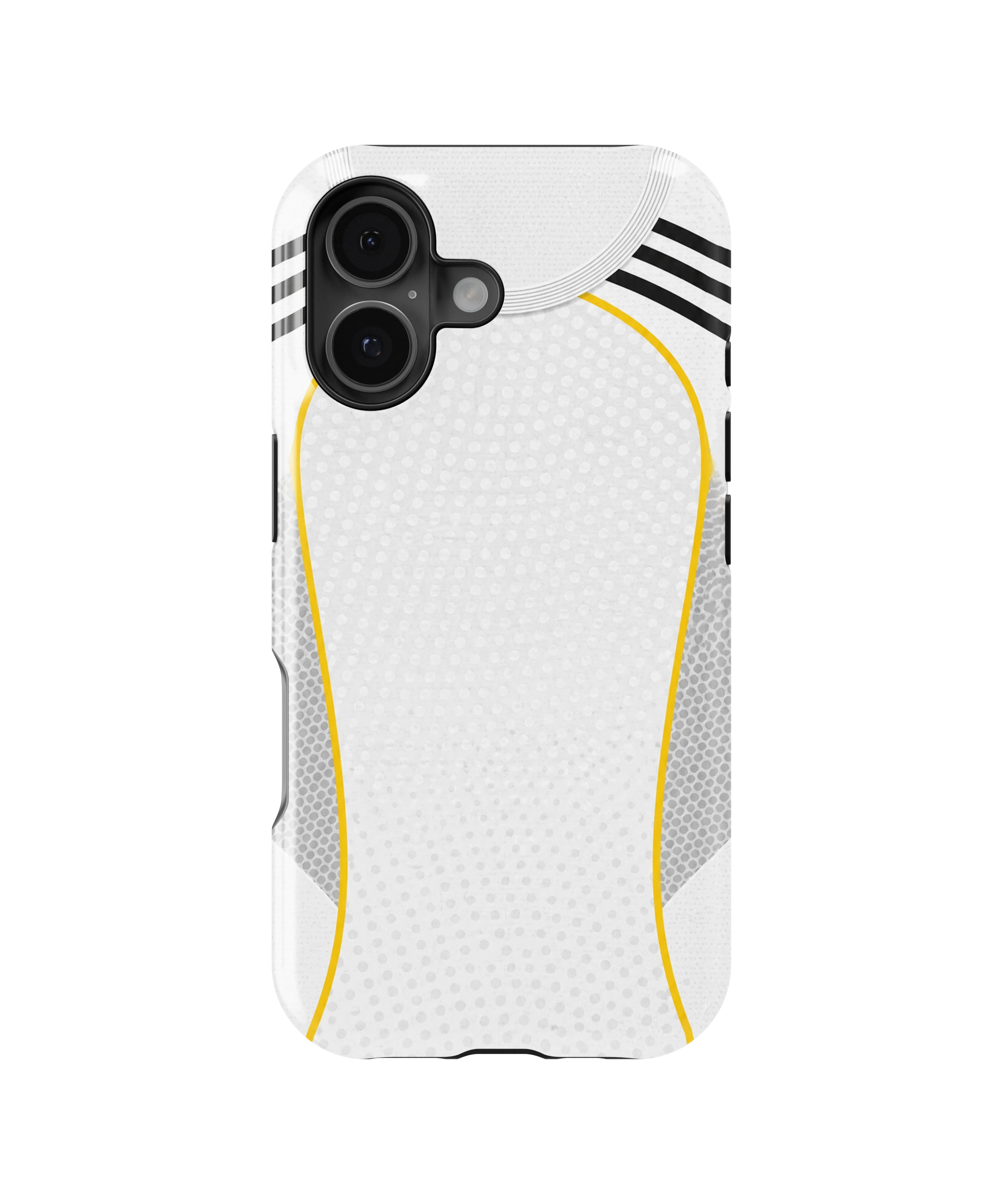 Coque iPhone – Style Maillot Real Madrid (Blanc & Or)