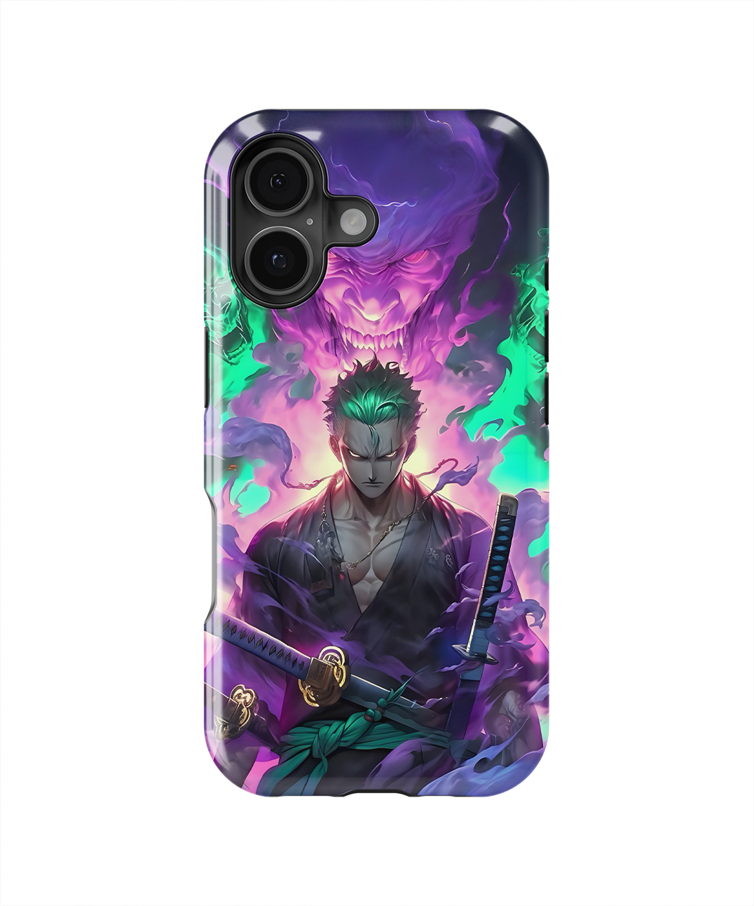 Coque iPhone Roronoa Zoro – Aura Démon Style Neon