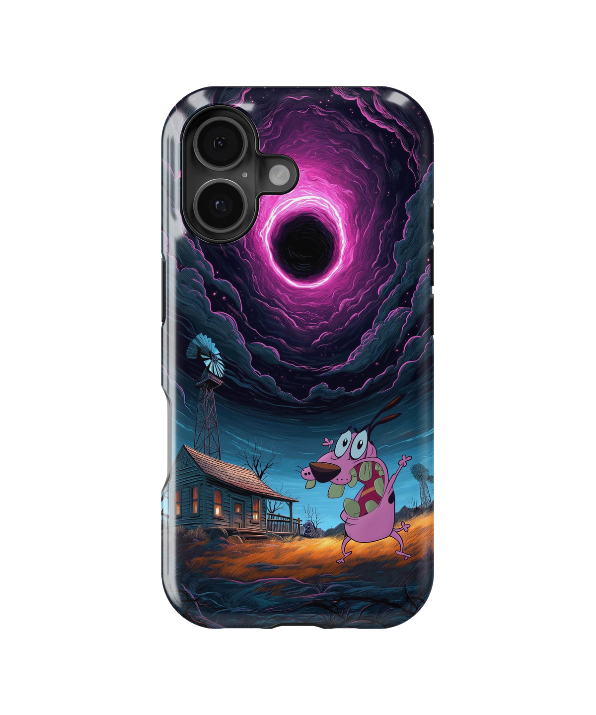 Coque iPhone Courage – Design Vortex Rose | Courage le chien froussard
