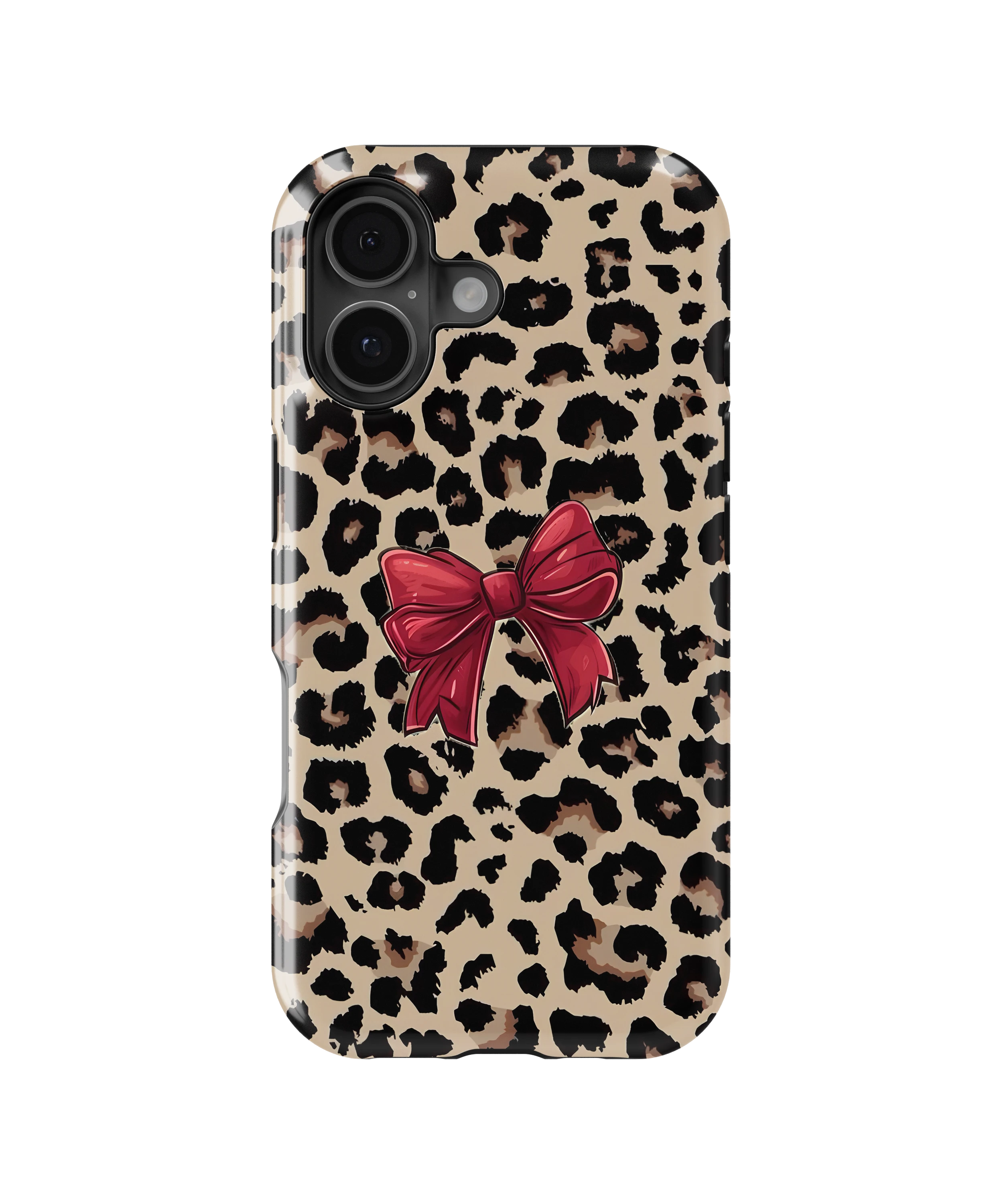 Coque iPhone – Léopard Chic avec Nœud Rouge