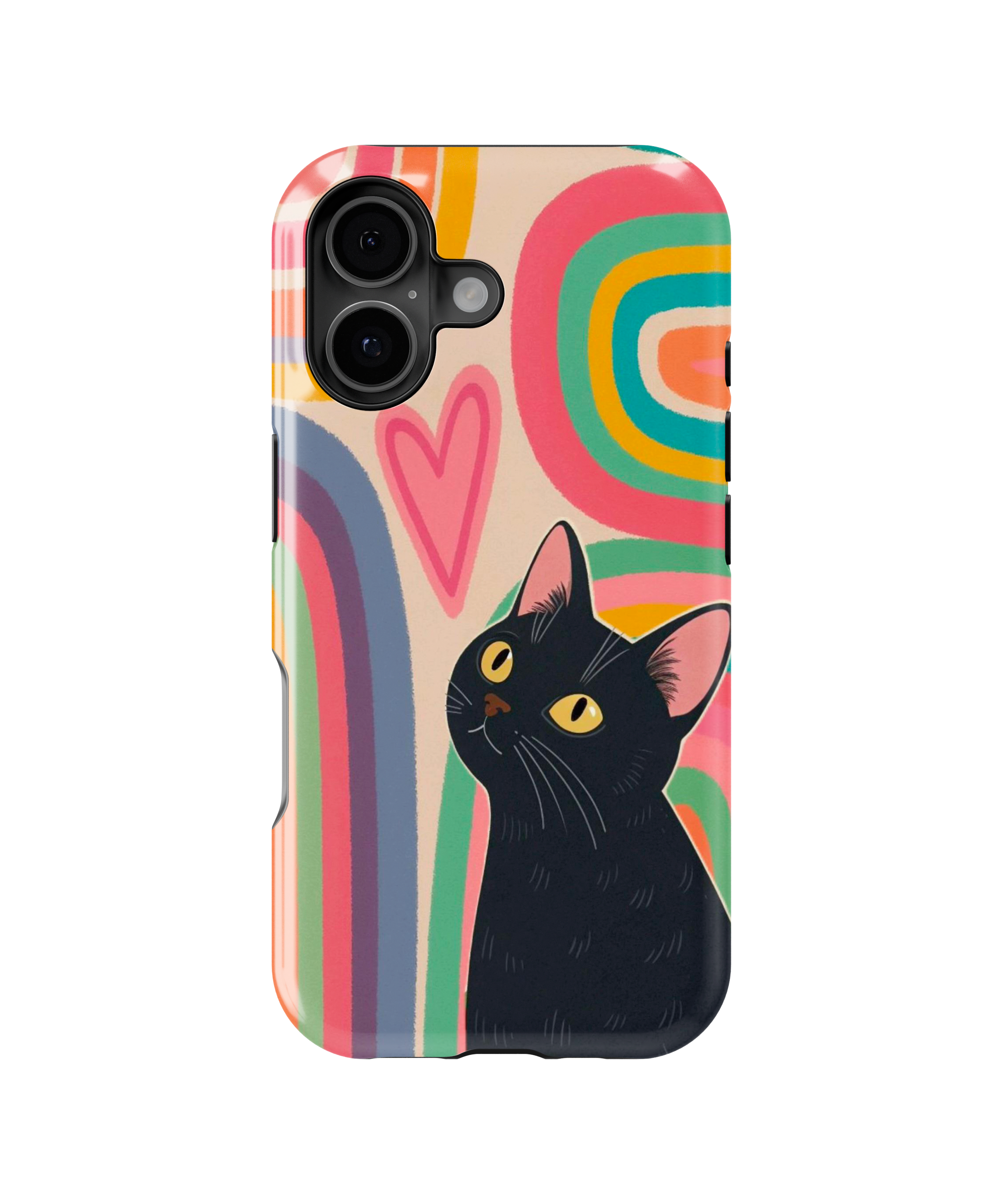 Coque iPhone – Design Chat Noir Coloré