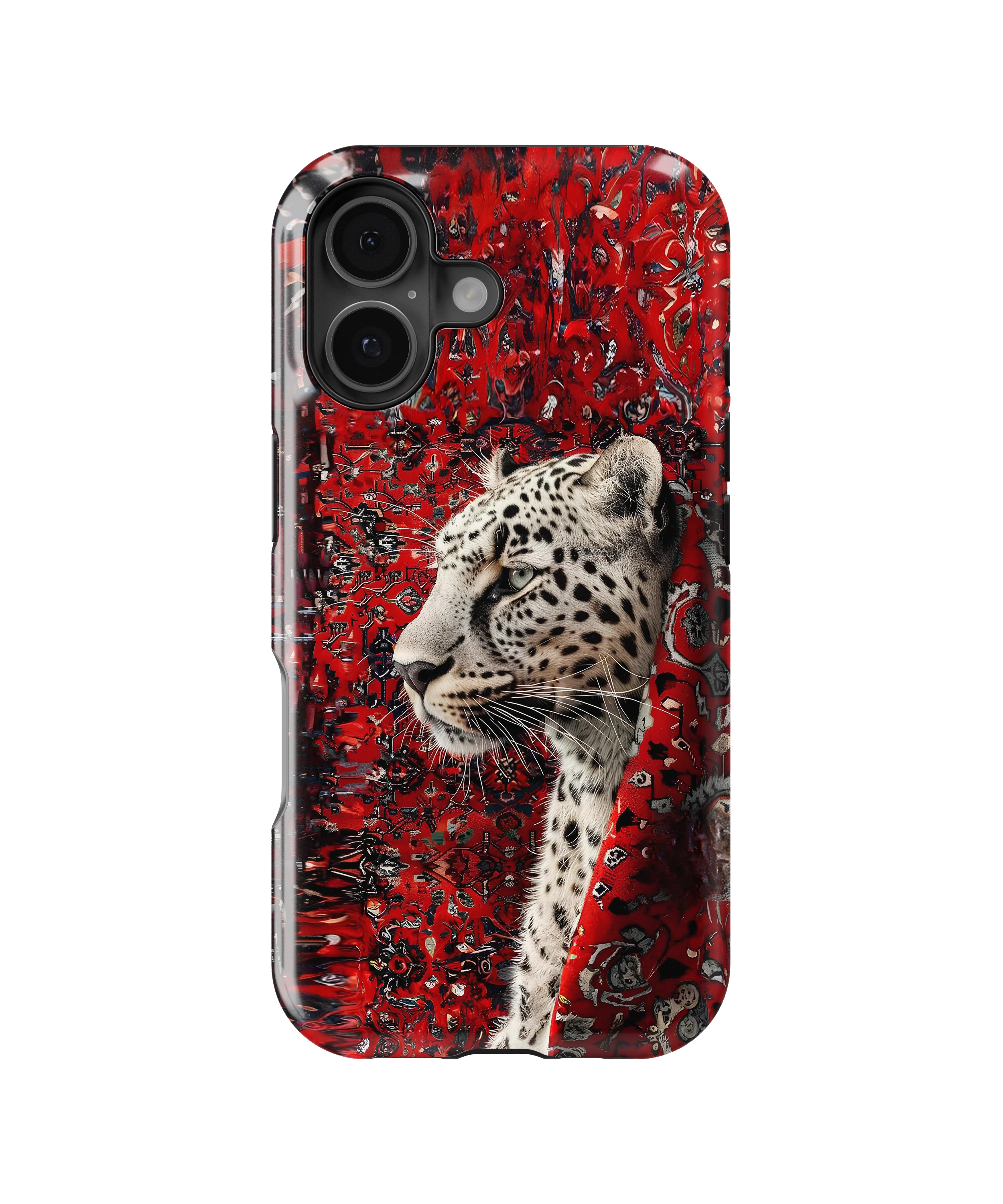 Coque iPhone Léopard Blanc & Rouge Sauvage