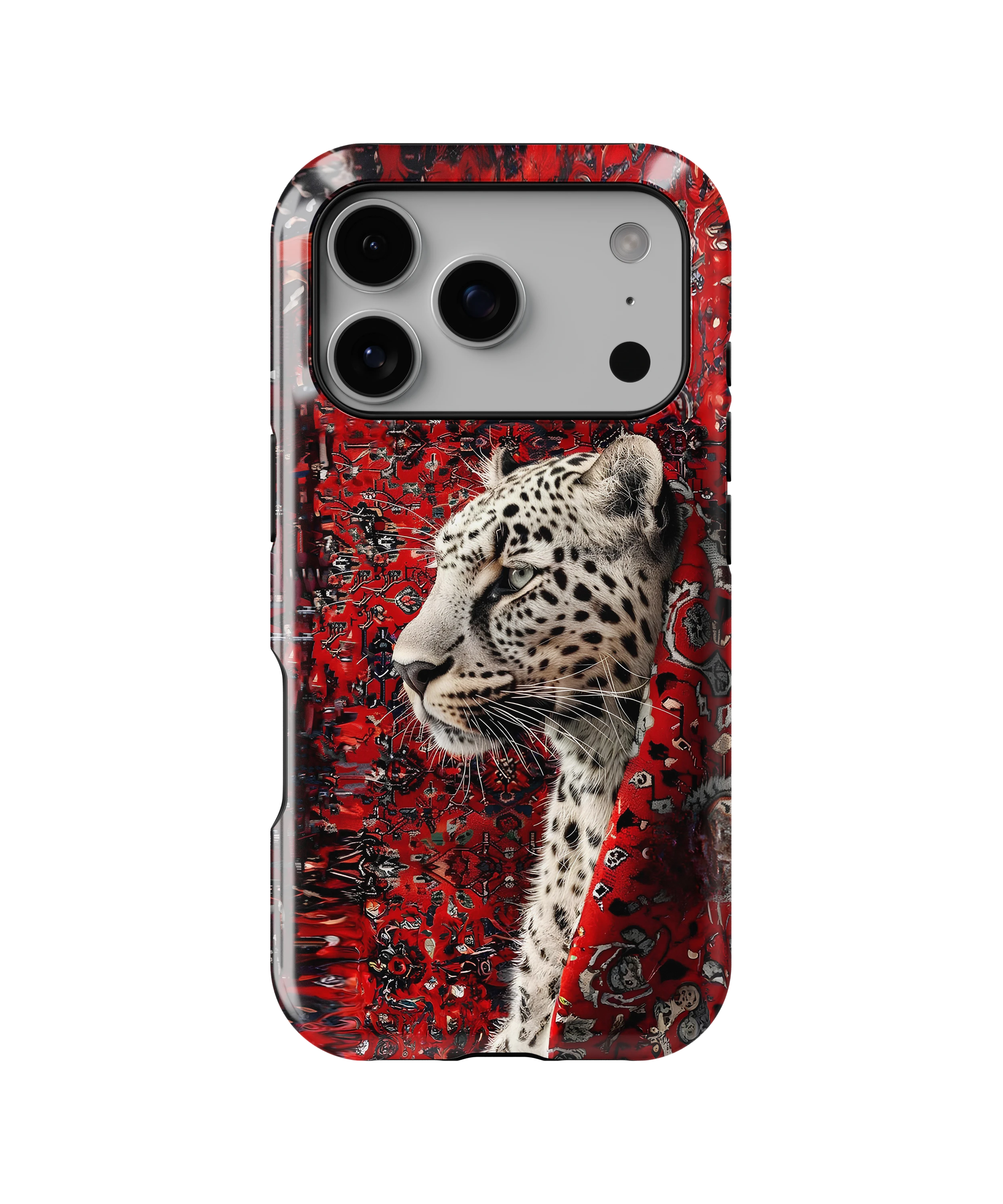 Coque iPhone Léopard Blanc & Rouge Sauvage
