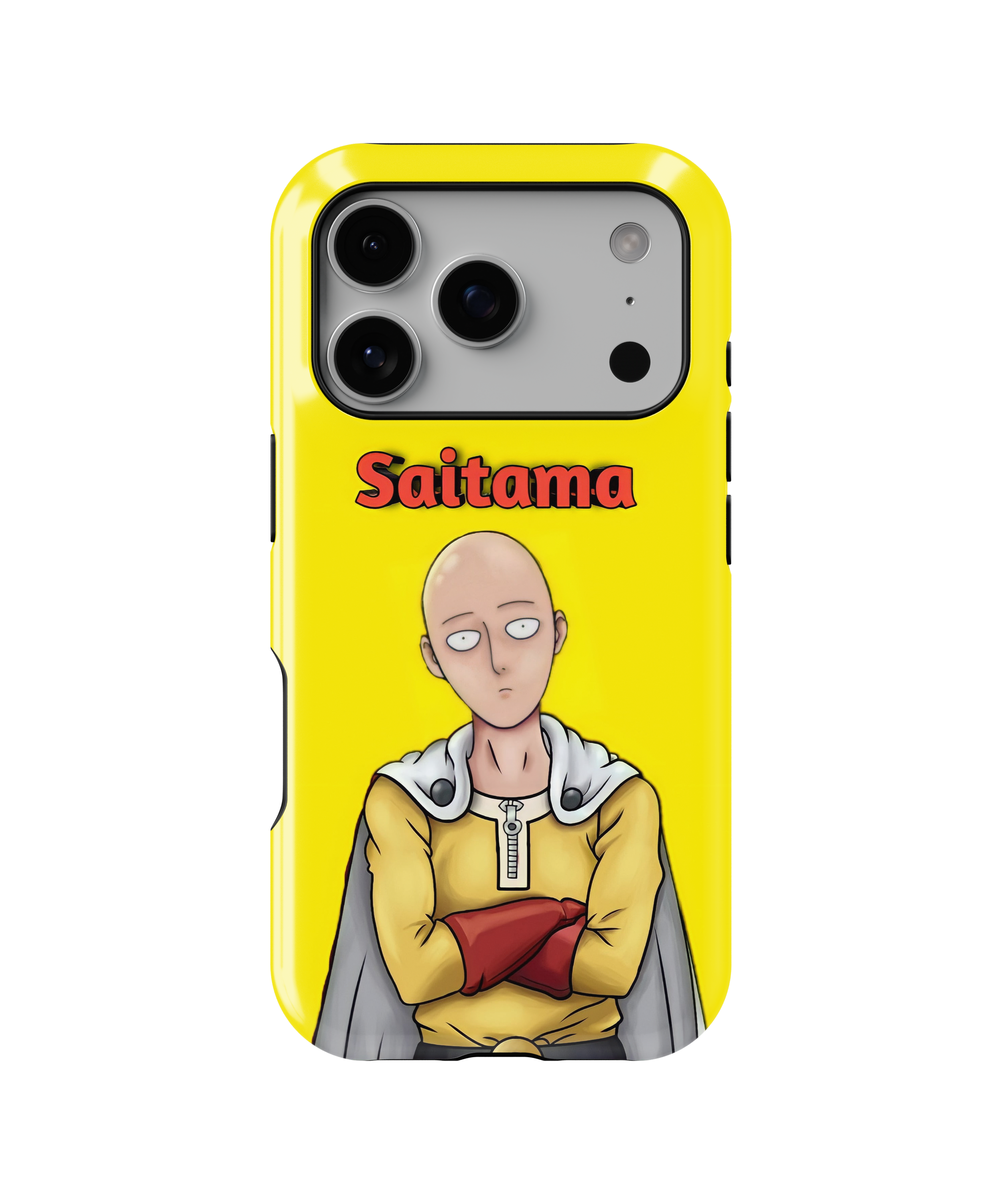 Coque iPhone Saitama – Anime One Punch Man Style Jaune
