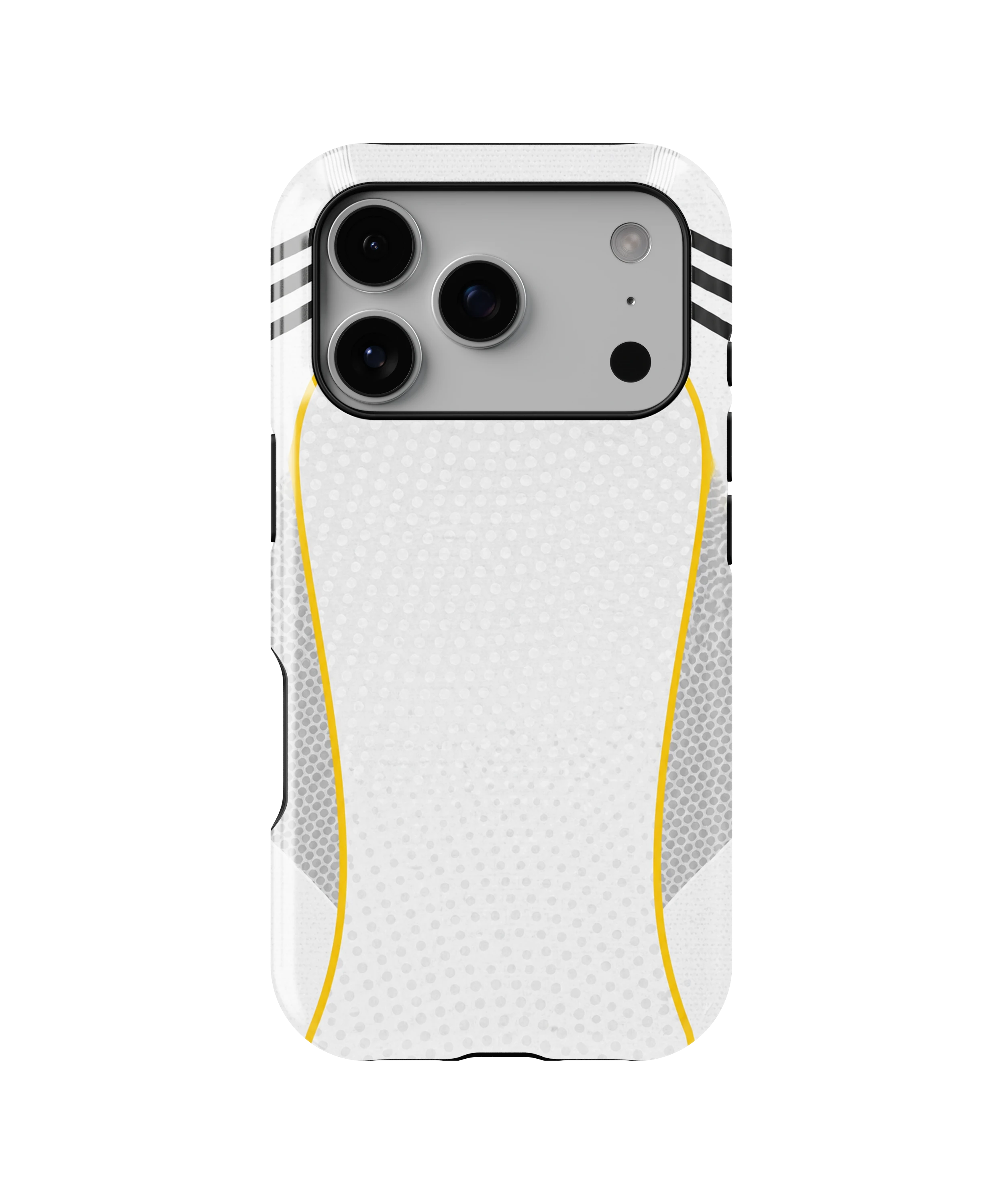 Coque iPhone – Style Maillot Real Madrid (Blanc & Or)