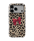 Coque iPhone – Léopard Chic avec Nœud Rouge