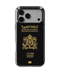 Coque iPhone Personnalisée – Design Passeport Maroc Noir & Doré