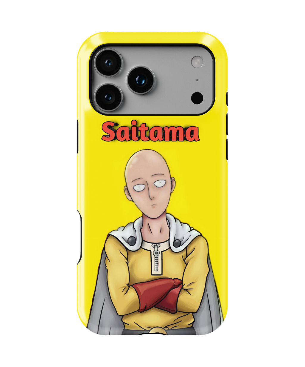 Coque iPhone Saitama – Anime One Punch Man Style Jaune