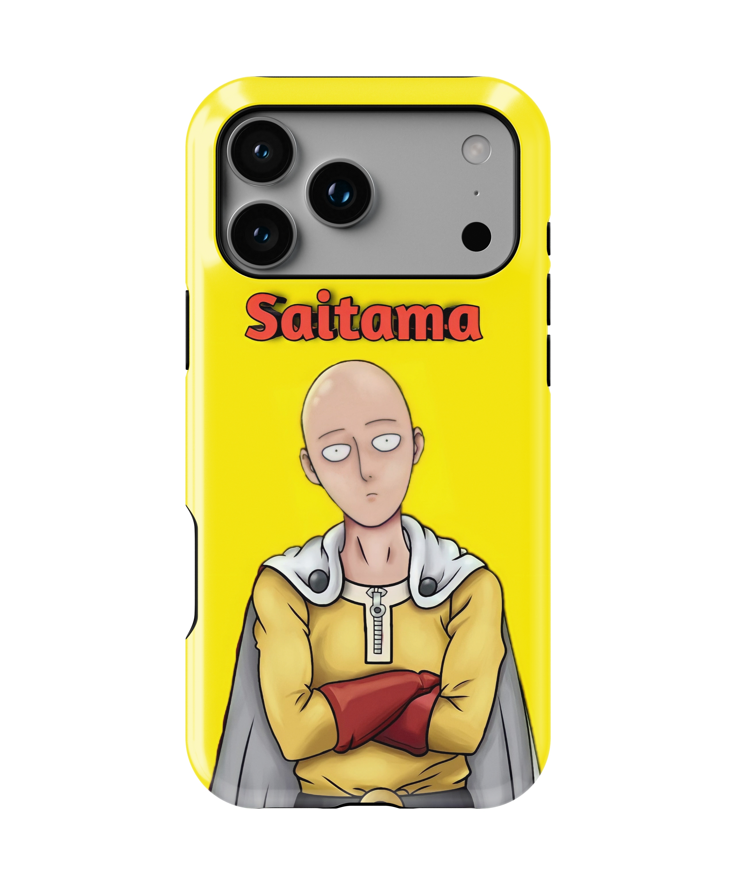 Coque iPhone Saitama – Anime One Punch Man Style Jaune