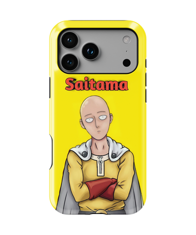 Coque iPhone Saitama – Anime One Punch Man Style Jaune