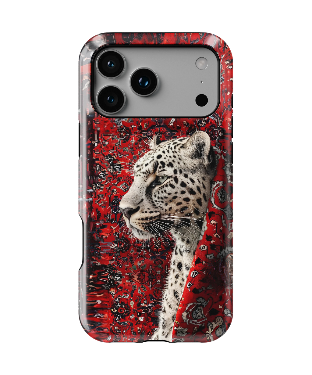 Coque iPhone Léopard Blanc & Rouge Sauvage