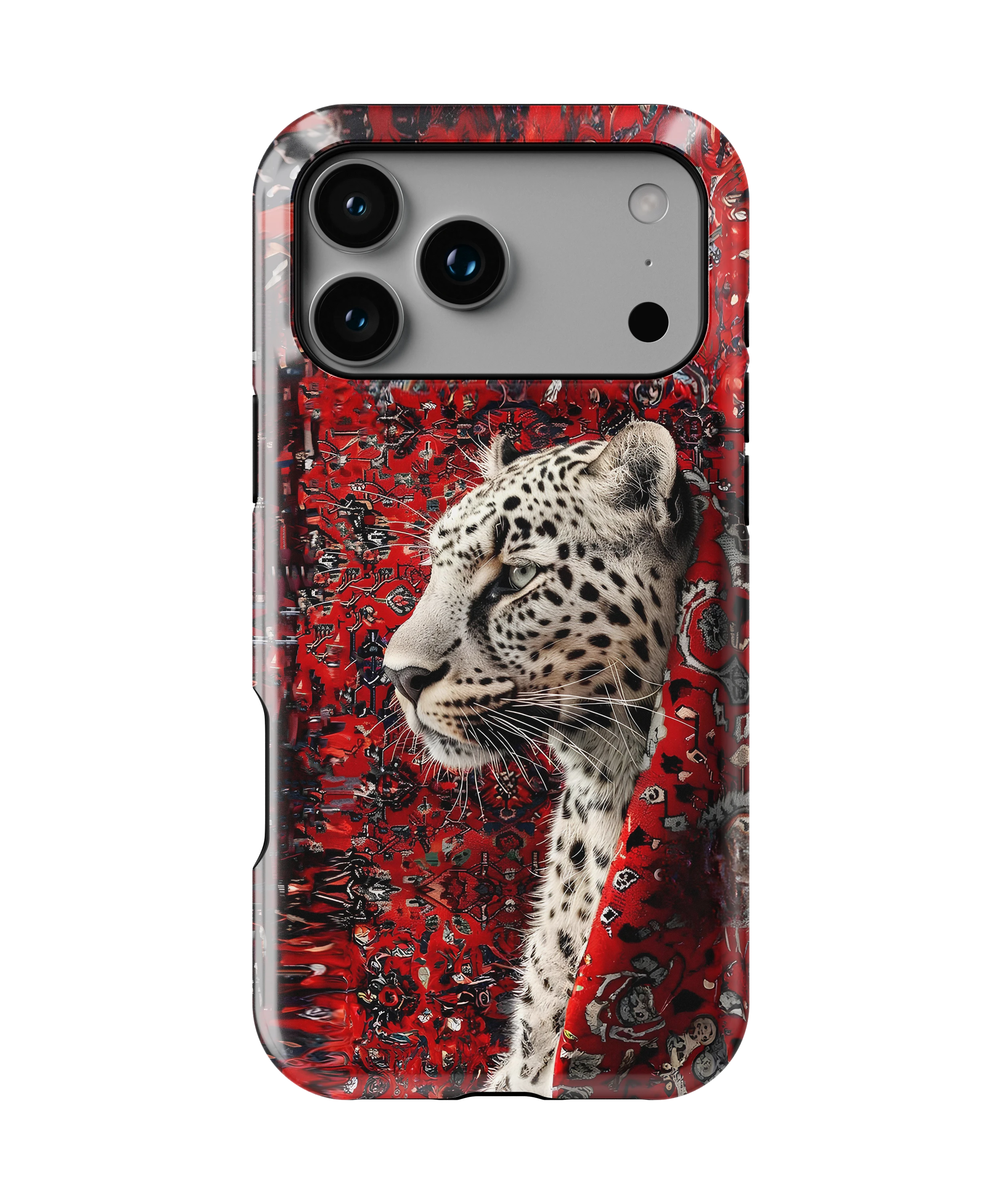 Coque iPhone Léopard Blanc & Rouge Sauvage