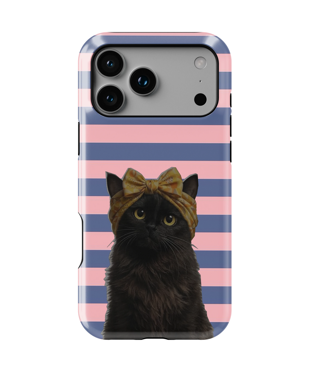 Coque iPhone – Design Chat Noir Rayé