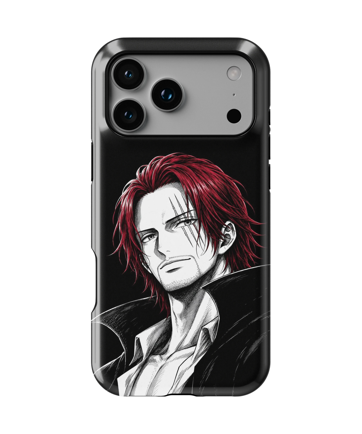 Coque iPhone Shanks – Style Manga Noir & Rouge | One Piece
