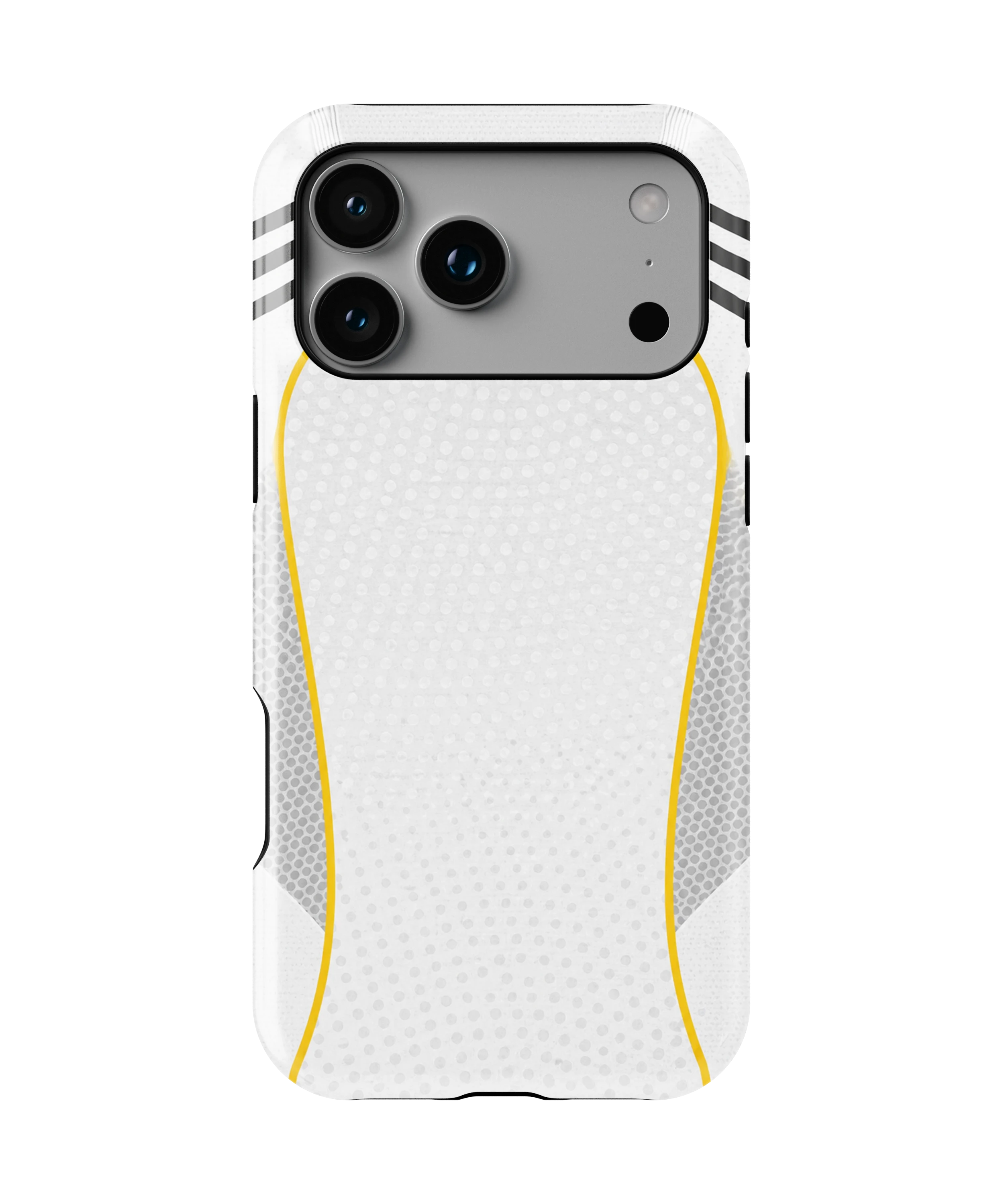 Coque iPhone – Style Maillot Real Madrid (Blanc & Or)