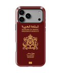 Coque iPhone Personnalisée – Design Passeport Maroc Rouge & Doré