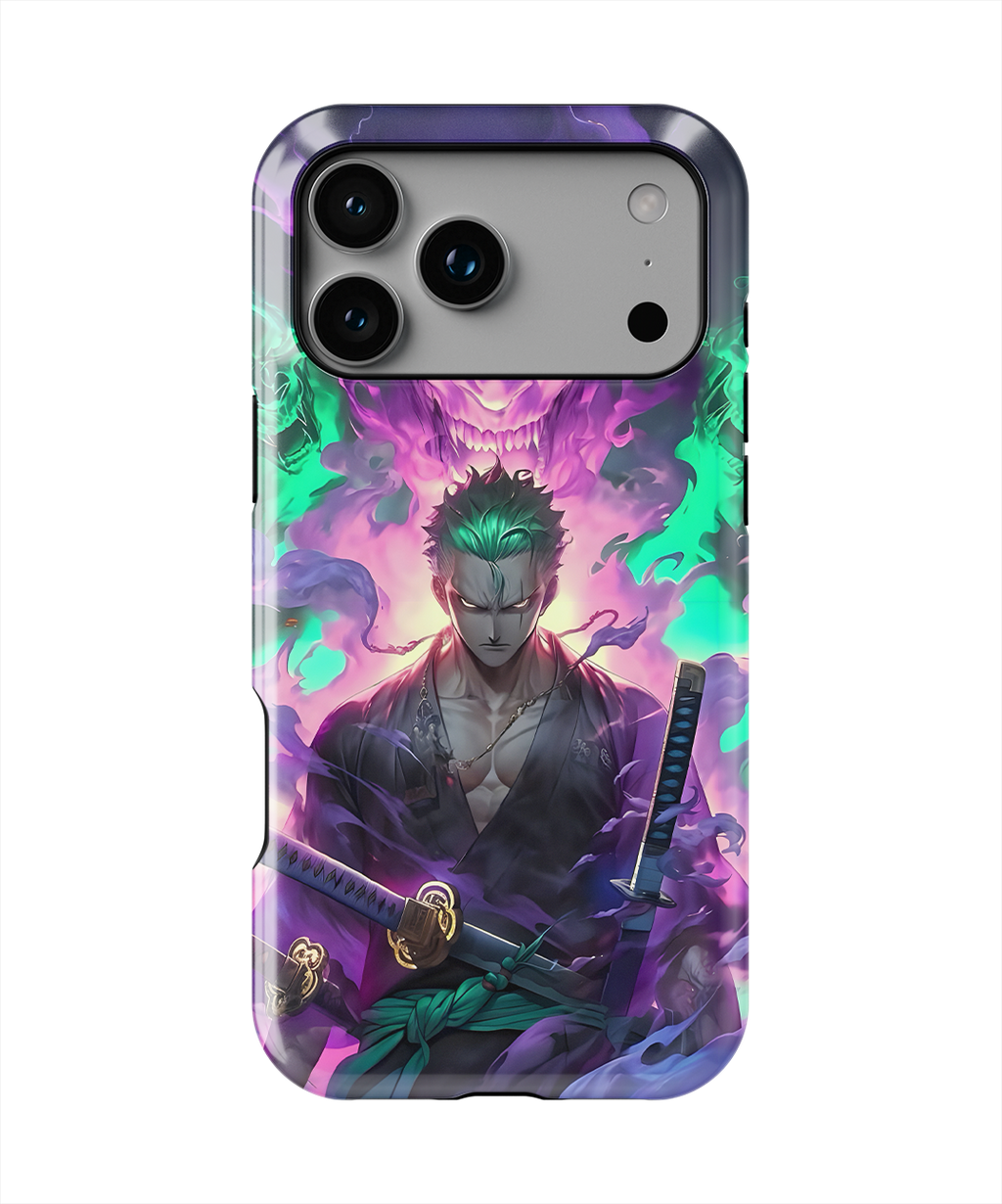 Coque iPhone Roronoa Zoro – Aura Démon Style Neon