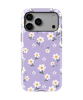 Coque iPhone – Design Marguerites sur Fond Violet