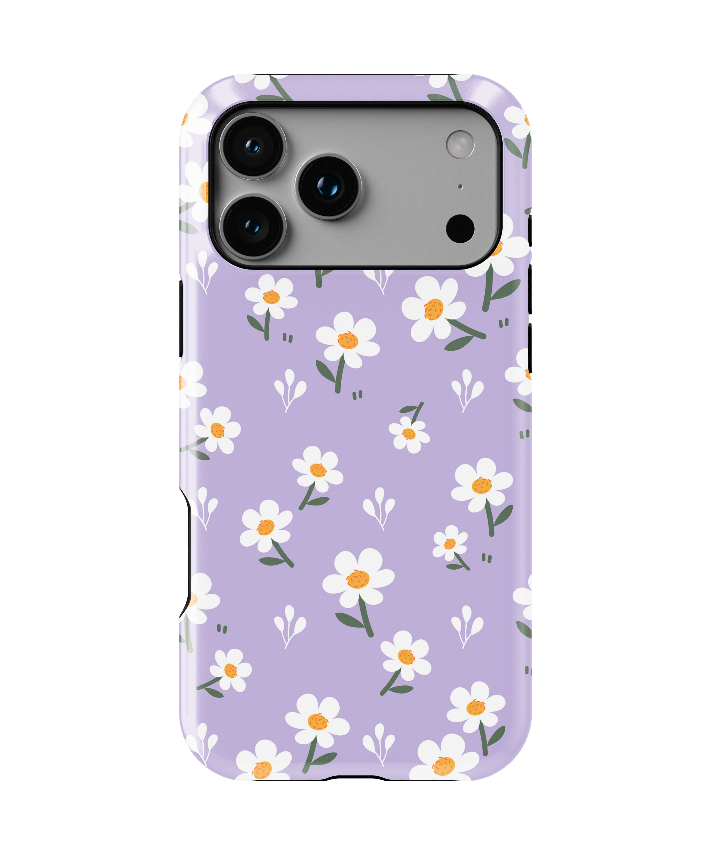 Coque iPhone – Design Marguerites sur Fond Violet