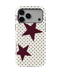 Coque iPhone – Design Pois et Étoiles Bordeaux