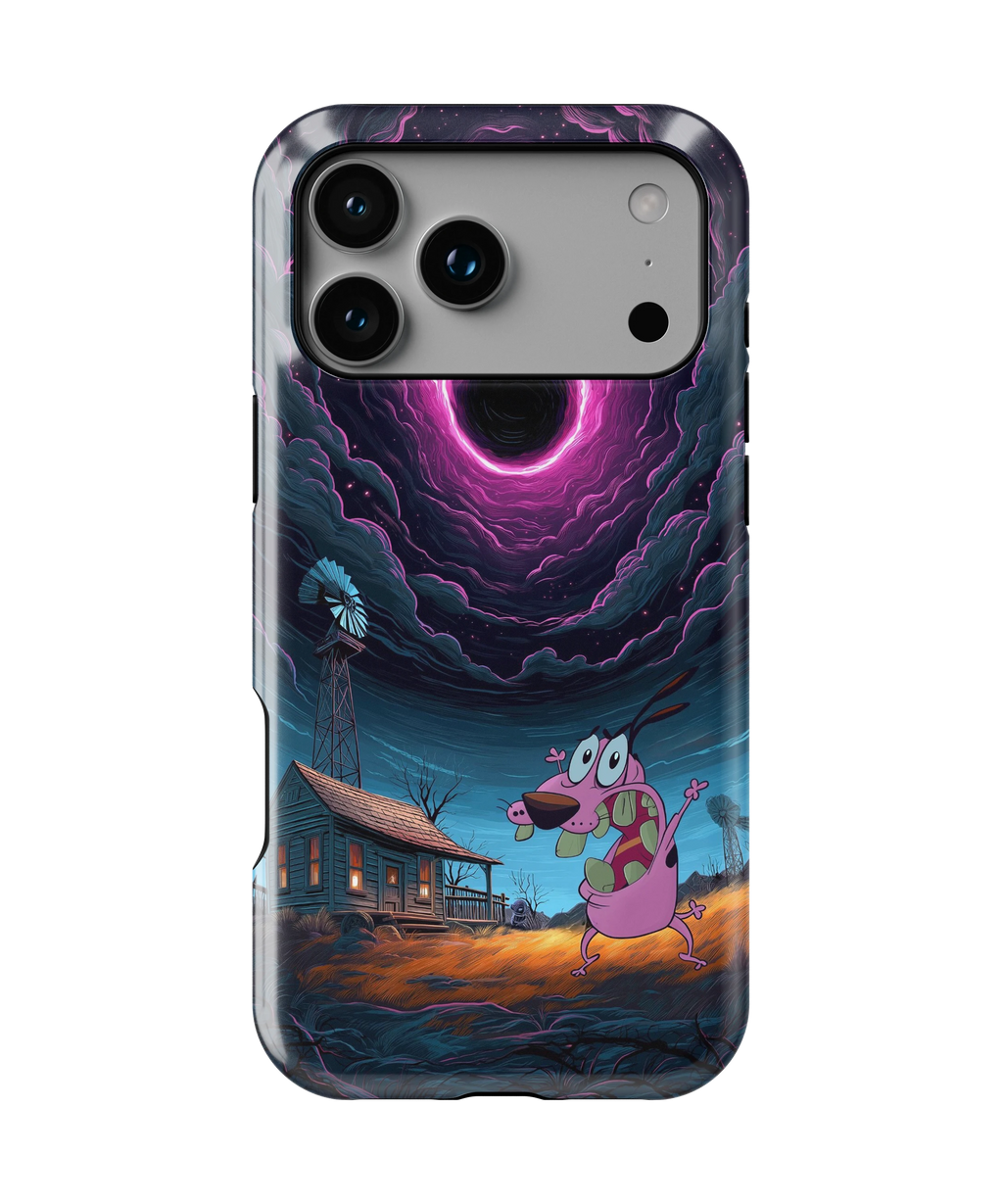 Coque iPhone Courage – Design Vortex Rose | Courage le chien froussard