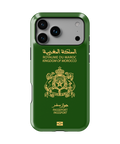 Coque iPhone Personnalisée – Design Passeport Maroc Vert & Doré