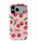 Coque iPhone – Design Cerises & Nœuds