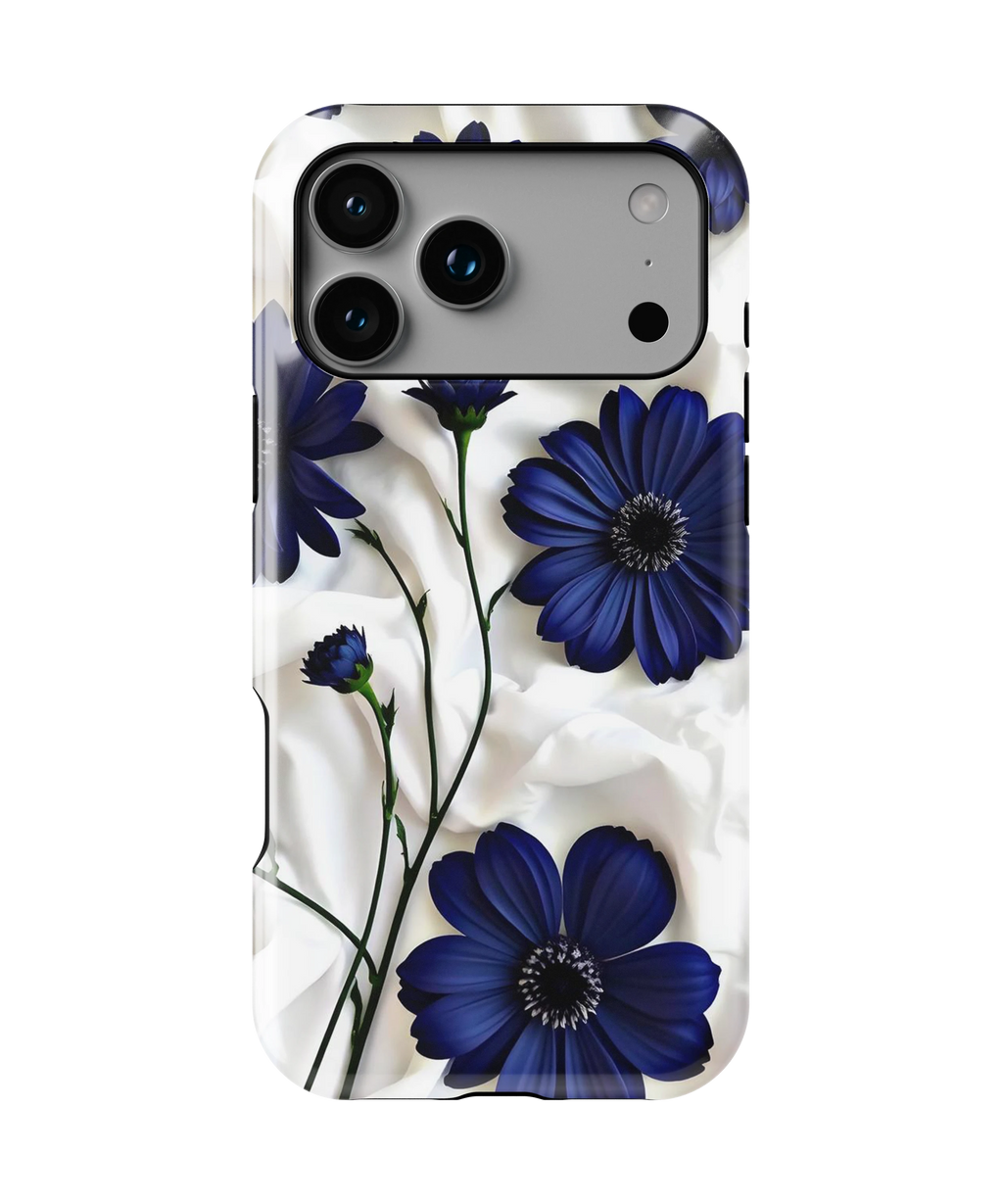 Coque iPhone – Design Fleurs Bleu Nuit