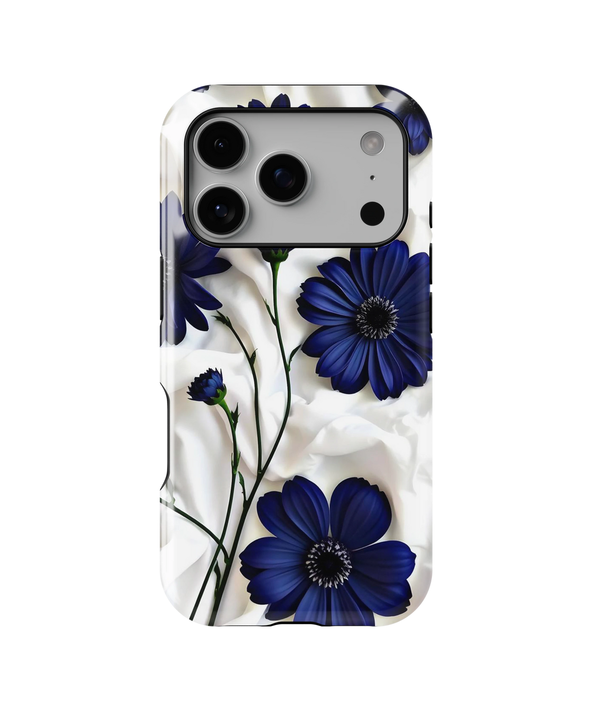Coque iPhone – Design Fleurs Bleu Nuit