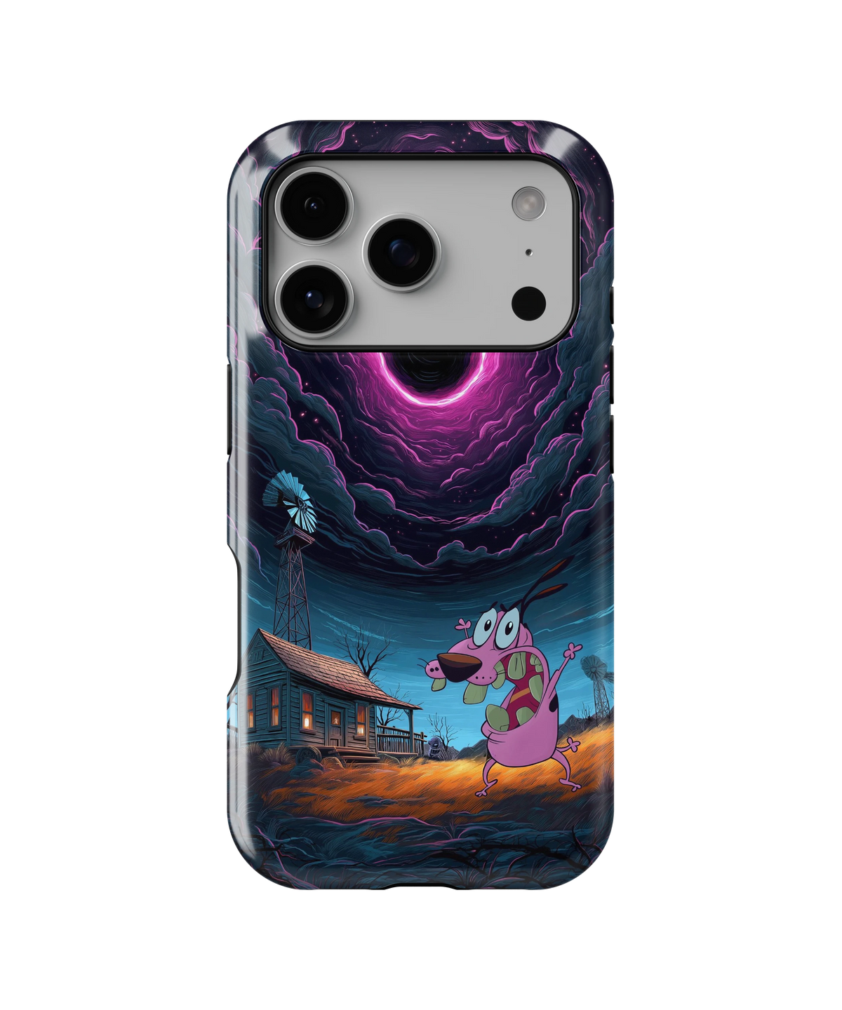 Coque iPhone Courage – Design Vortex Rose | Courage le chien froussard